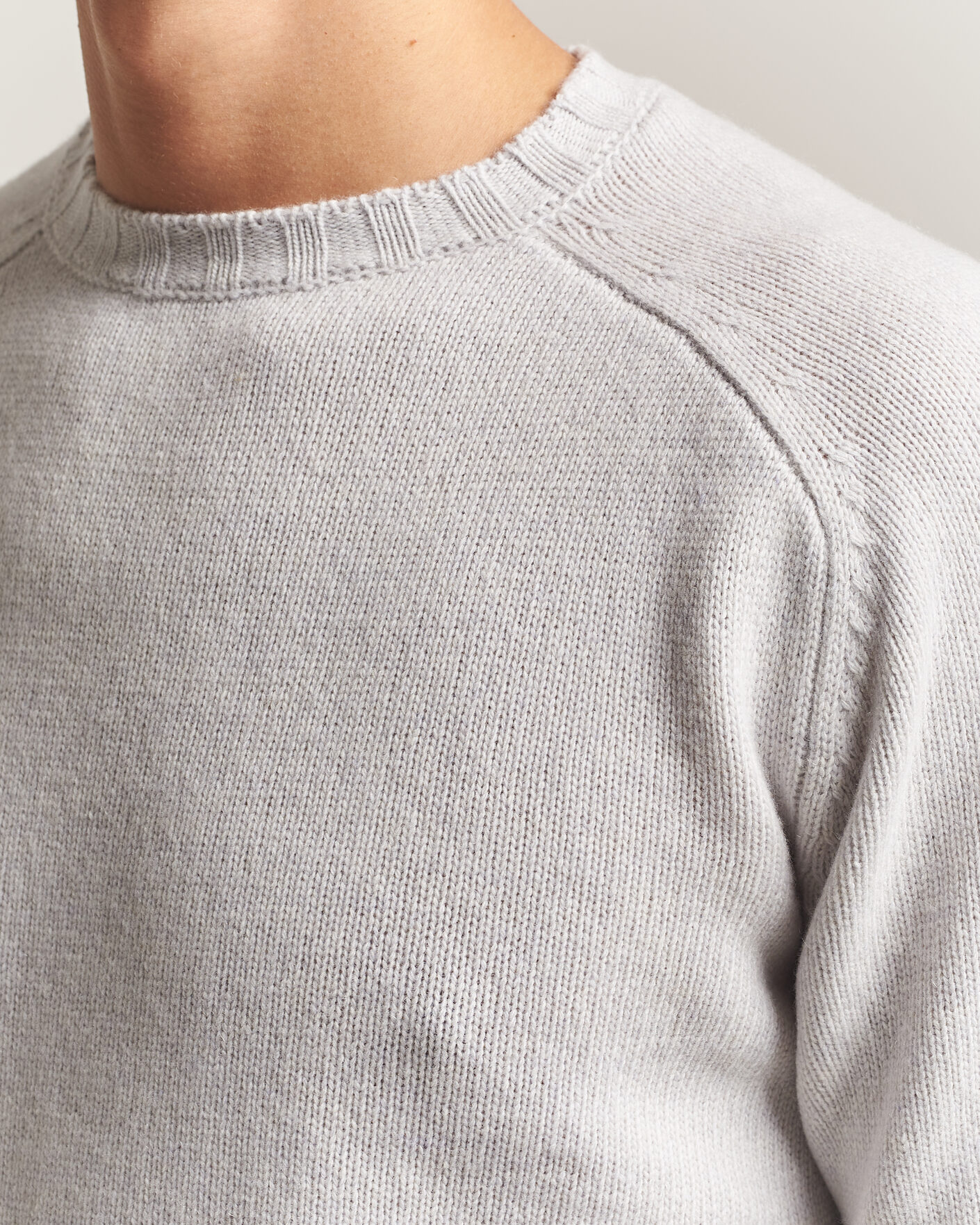 Herre | Gensere | Morgano | Heavy Knitted Wool/Cashmere Crewneck Light Grey