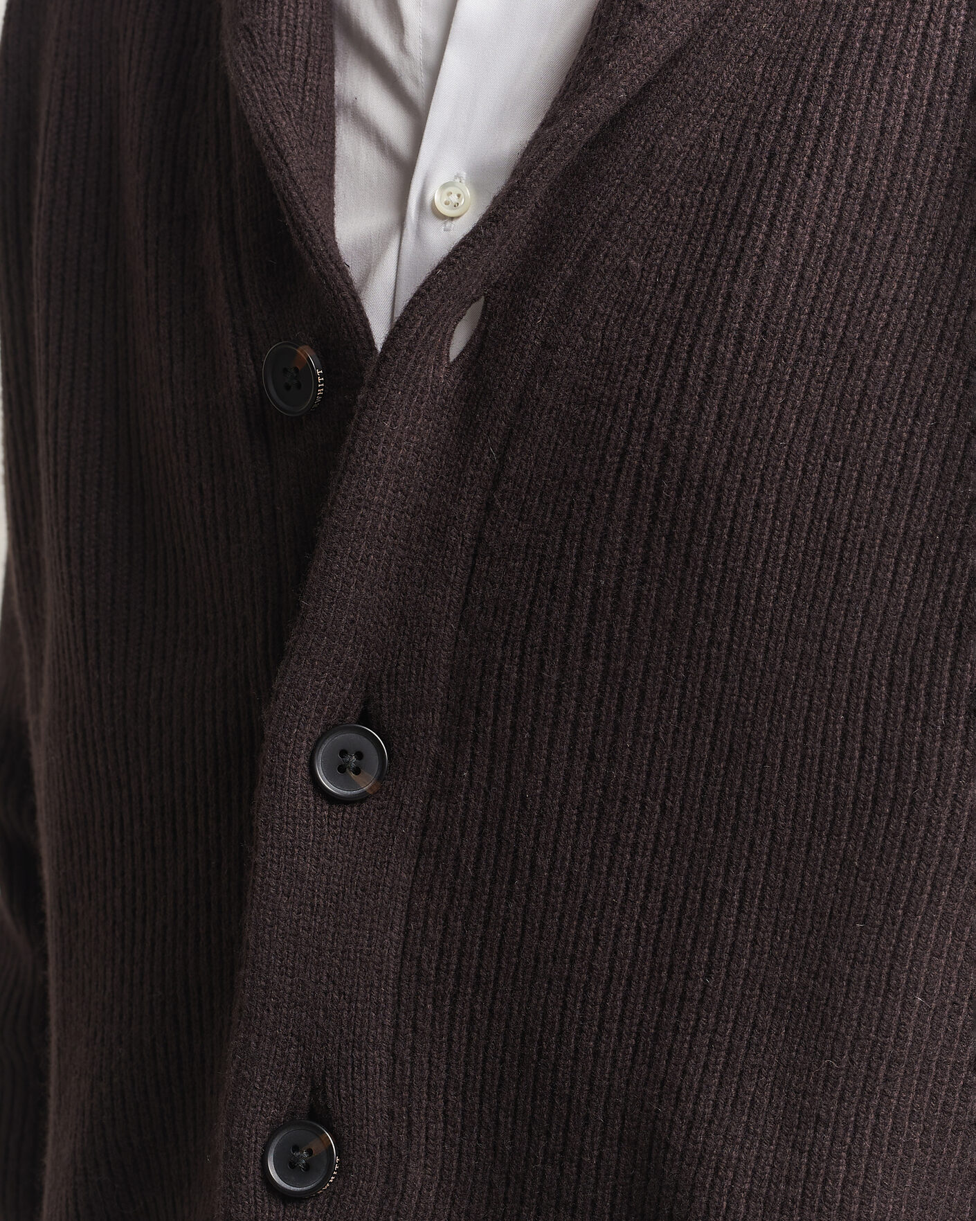 Herre | Gensere | Charles Tyrwhitt | Chunky Merino Shawl Neck Cardigan Chocolate