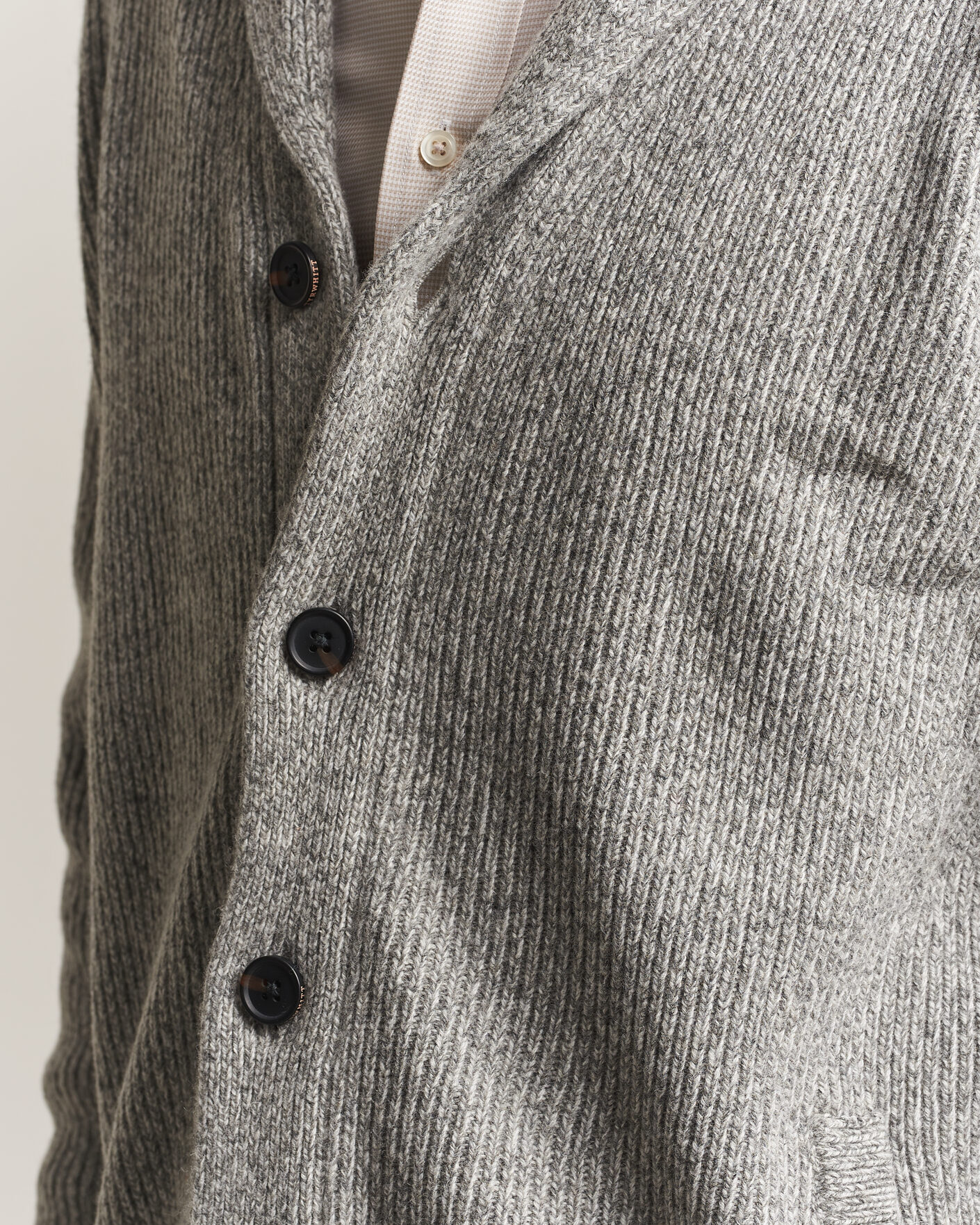 Herre | Gensere | Charles Tyrwhitt | Chunky Merino Shawl Neck Cardigan Grey
