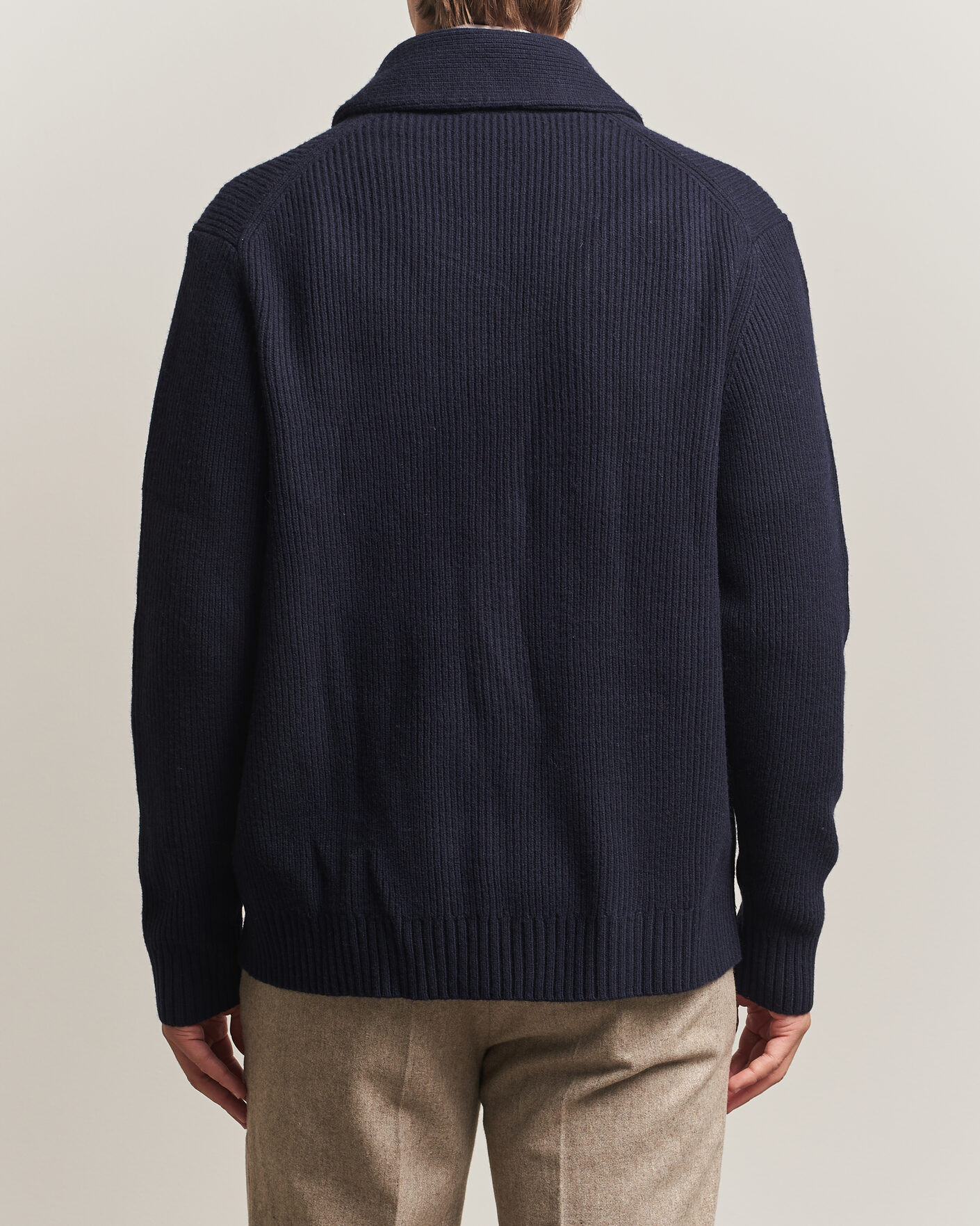 Herre | Gensere | Charles Tyrwhitt | Chunky Merino Shawl Neck Cardigan Navy