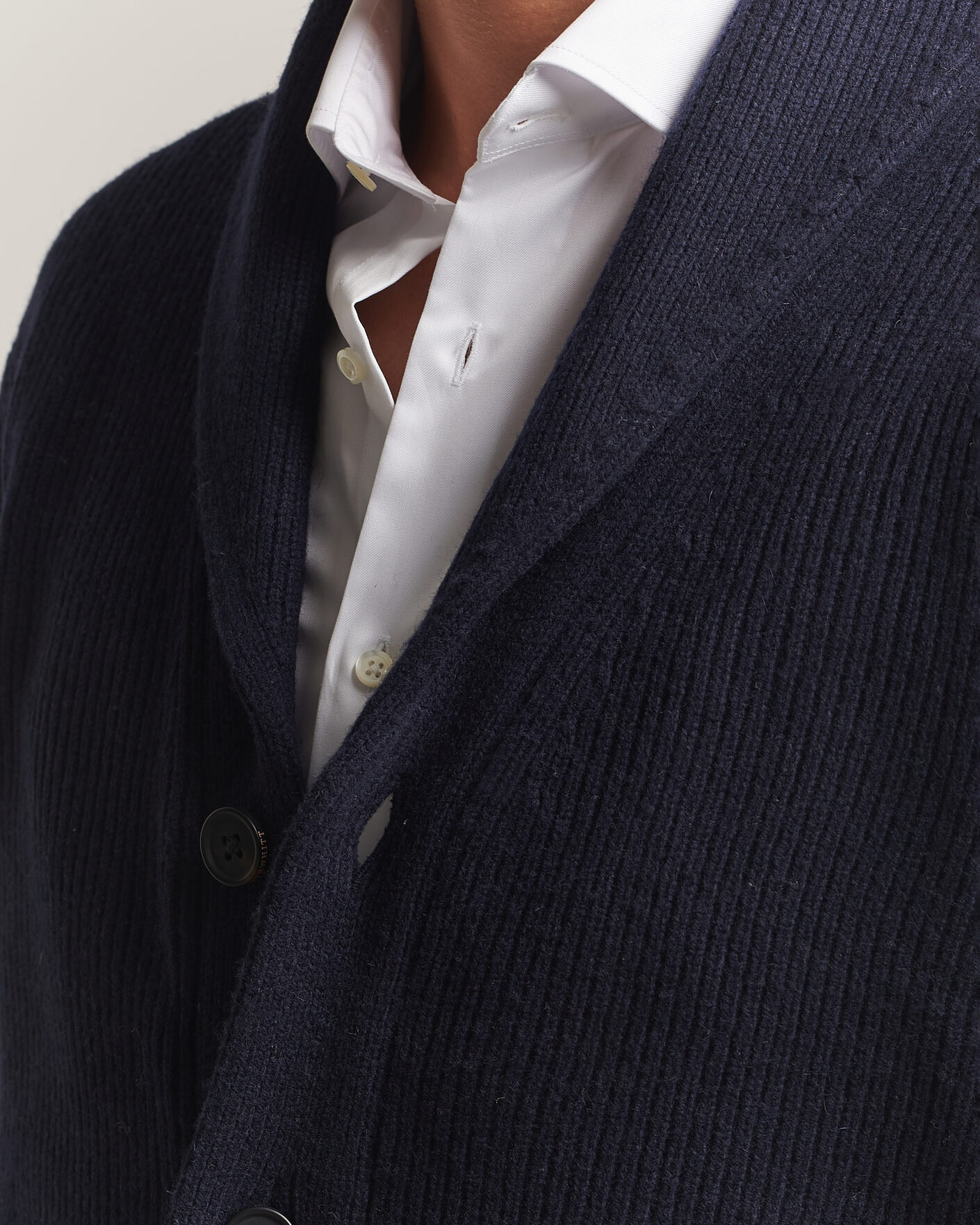 Herre | Gensere | Charles Tyrwhitt | Chunky Merino Shawl Neck Cardigan Navy