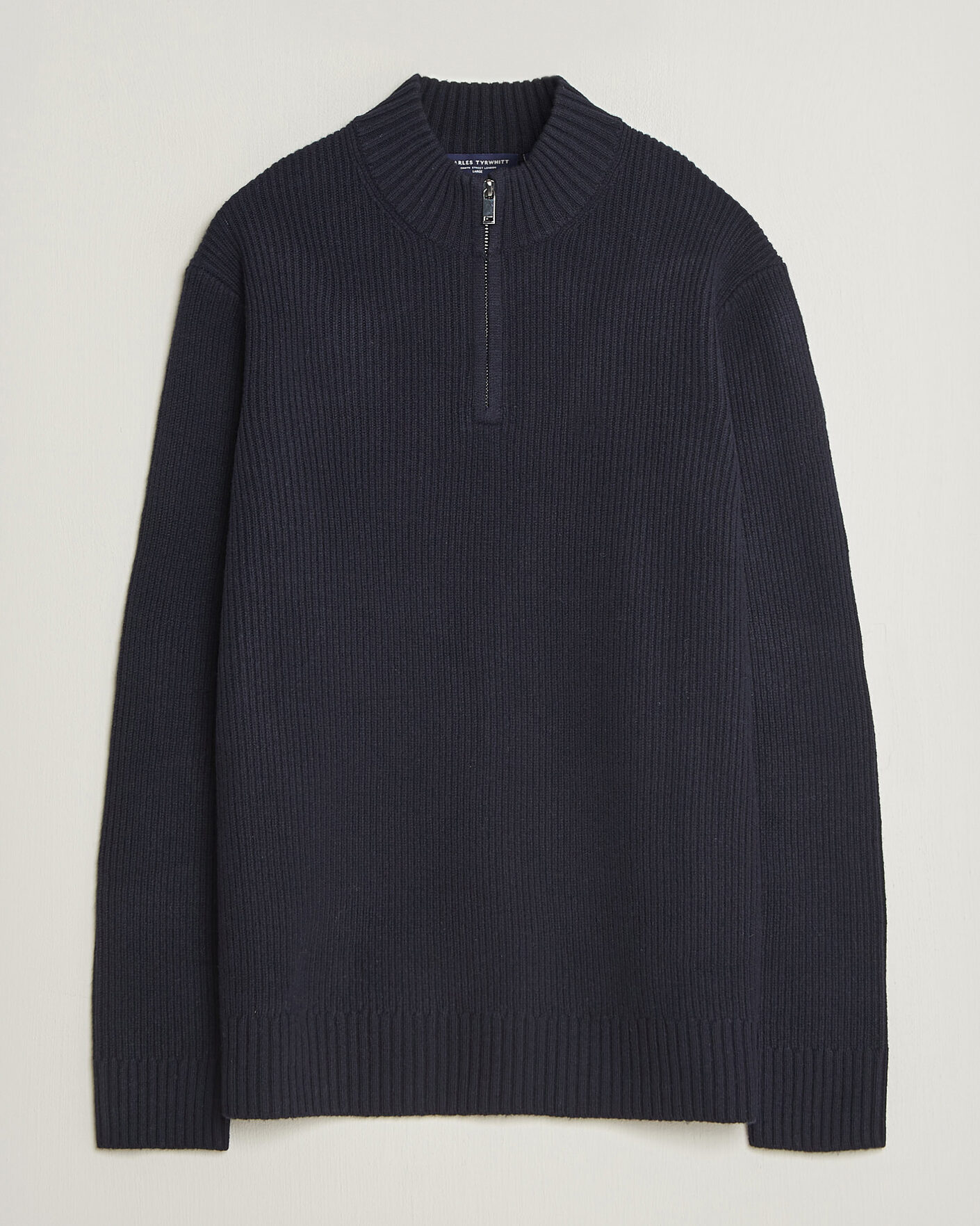 Herre | Gensere | Charles Tyrwhitt | Chunky Merino Zip Neck Navy