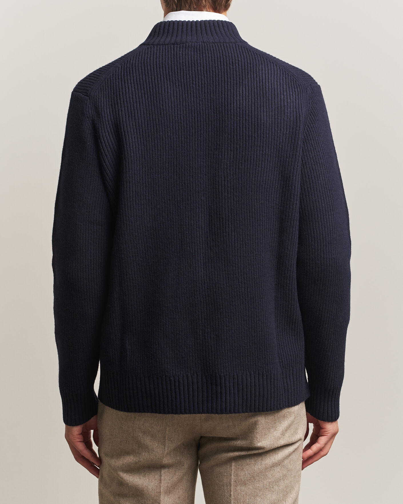 Herre | Gensere | Charles Tyrwhitt | Chunky Merino Zip Neck Navy