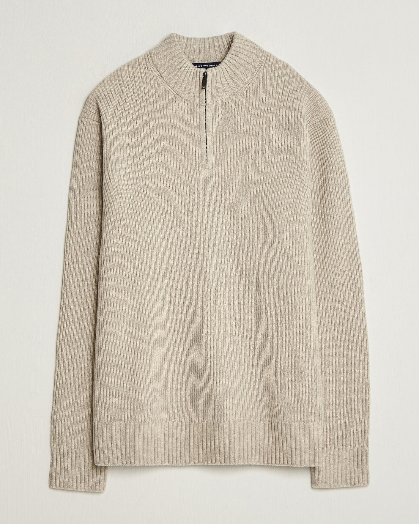 Herre | Gensere | Charles Tyrwhitt | Chunky Merino Zip Neck Oat