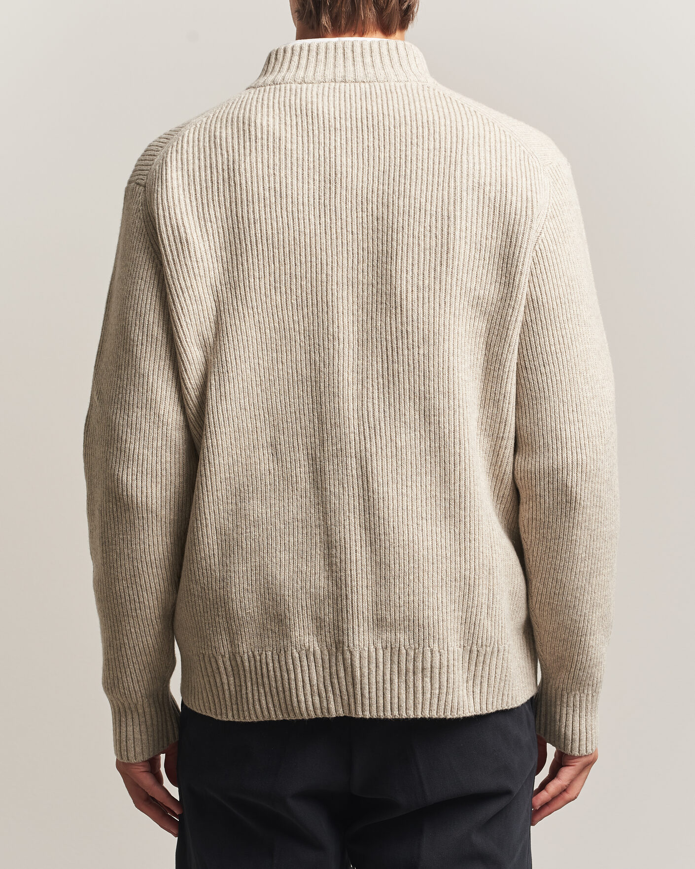 Herre | Gensere | Charles Tyrwhitt | Chunky Merino Zip Neck Oat