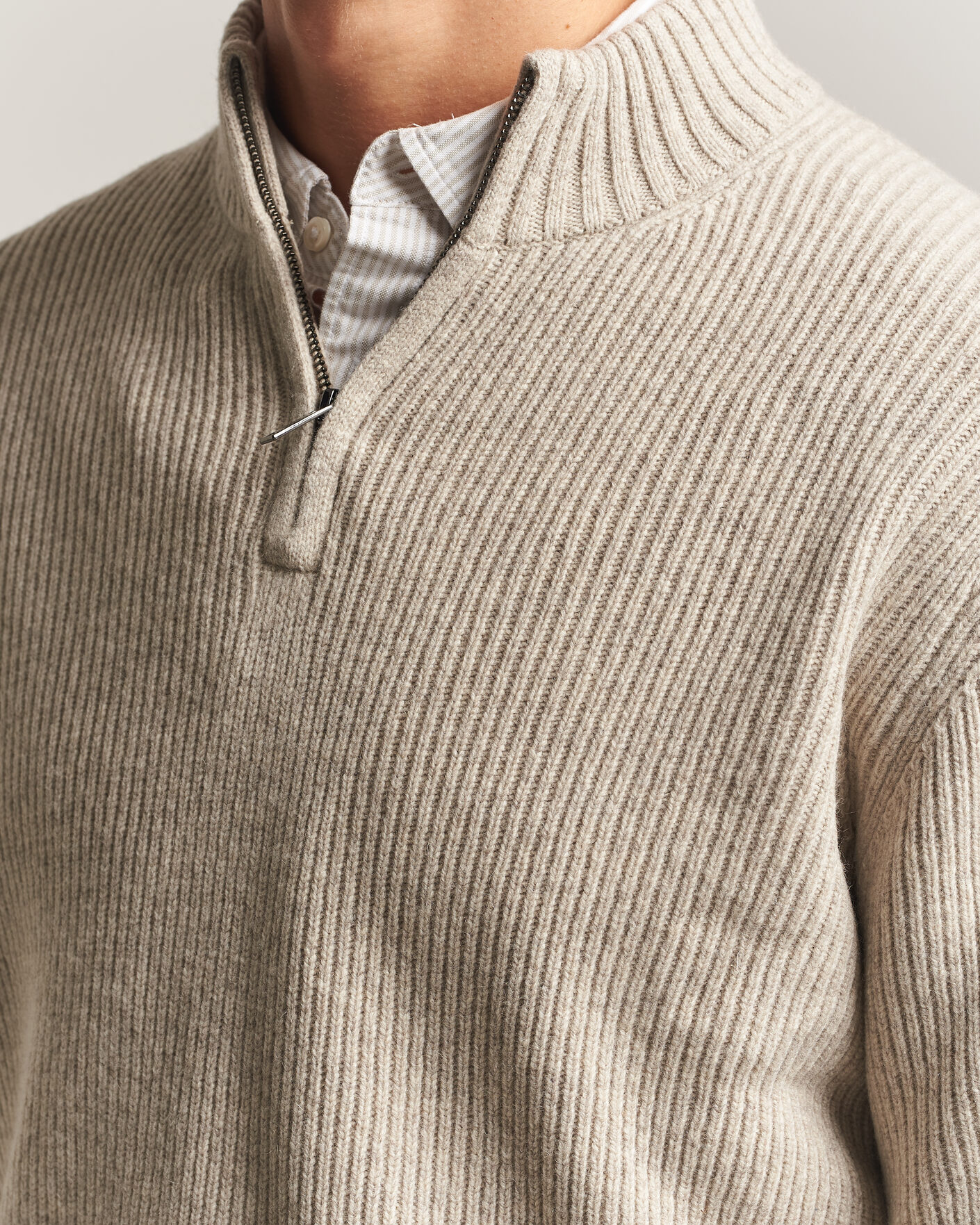 Herre | Gensere | Charles Tyrwhitt | Chunky Merino Zip Neck Oat