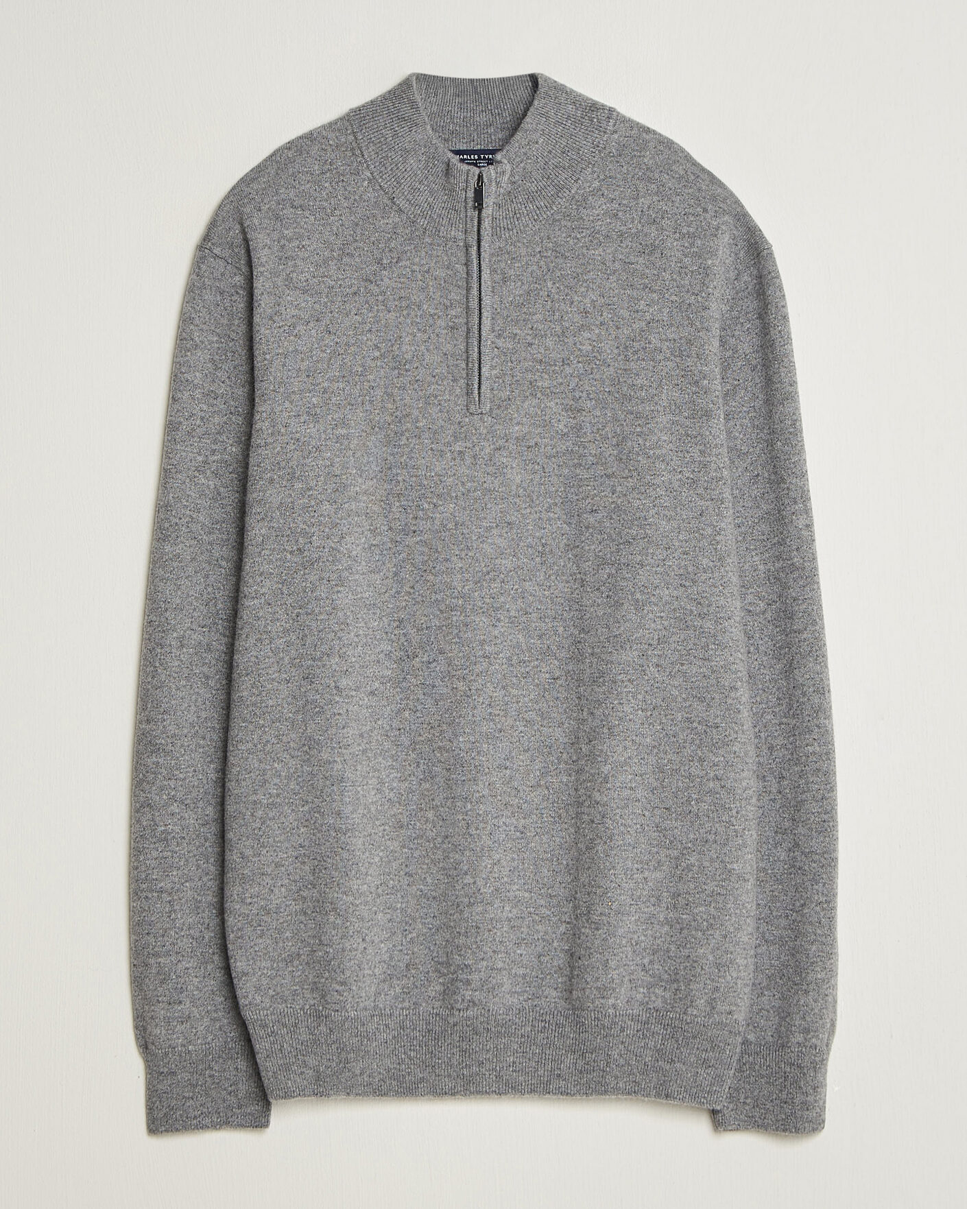 Herre | Gensere | Charles Tyrwhitt | Pure Cashmere Zip Neck Jumper Grey
