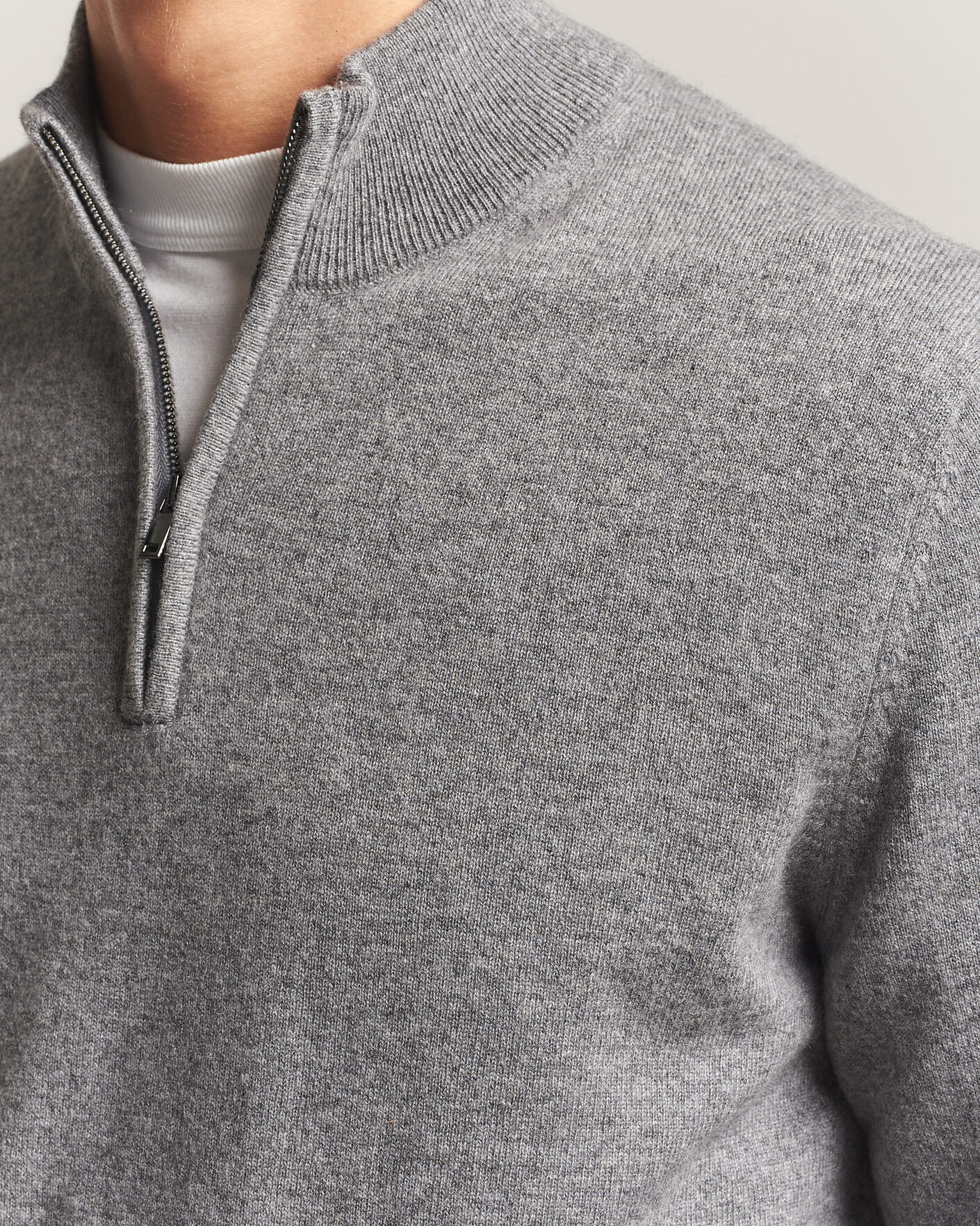 Herre | Gensere | Charles Tyrwhitt | Pure Cashmere Zip Neck Jumper Grey