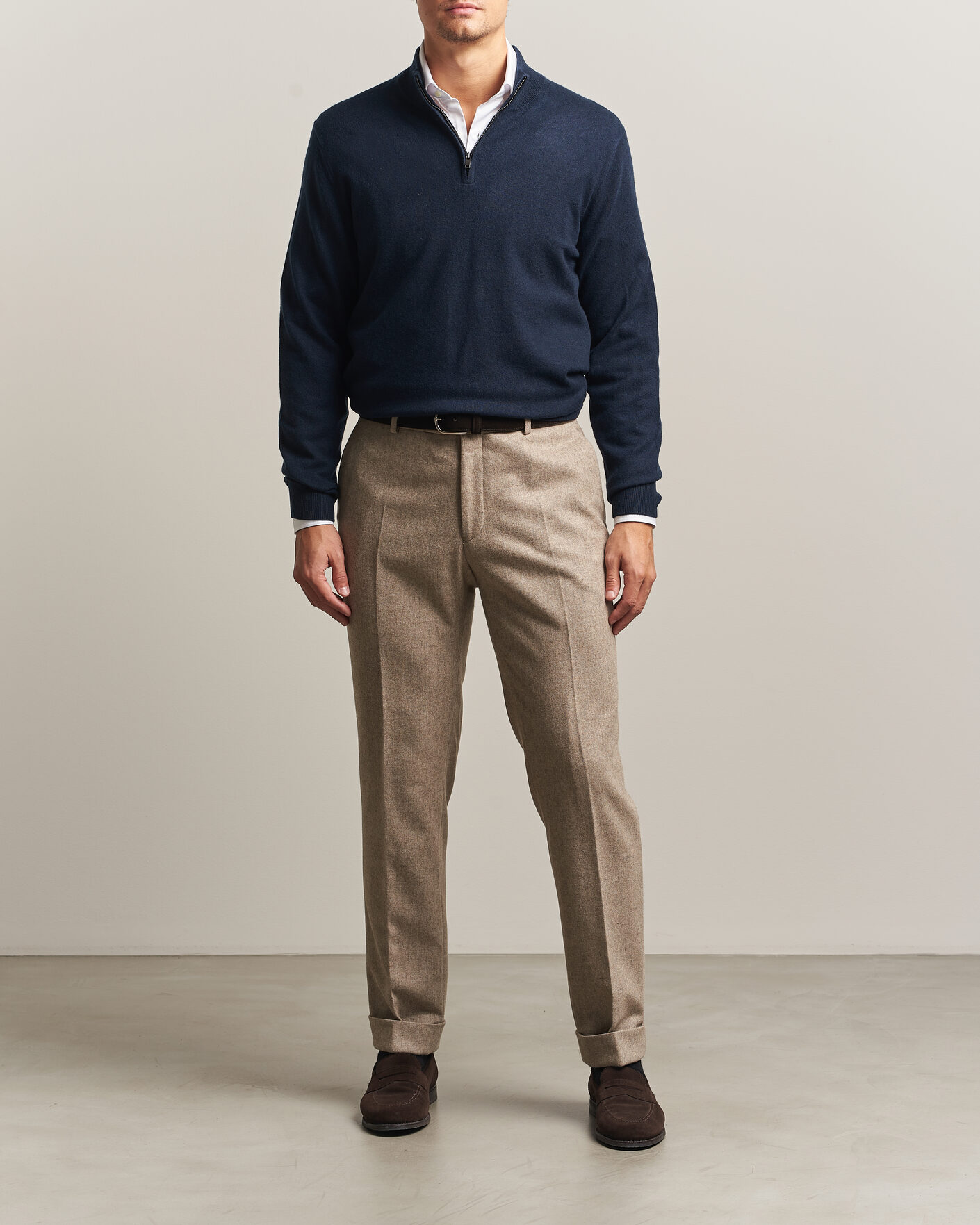 Herre | Gensere | Charles Tyrwhitt | Pure Cashmere Zip Neck Jumper Navy