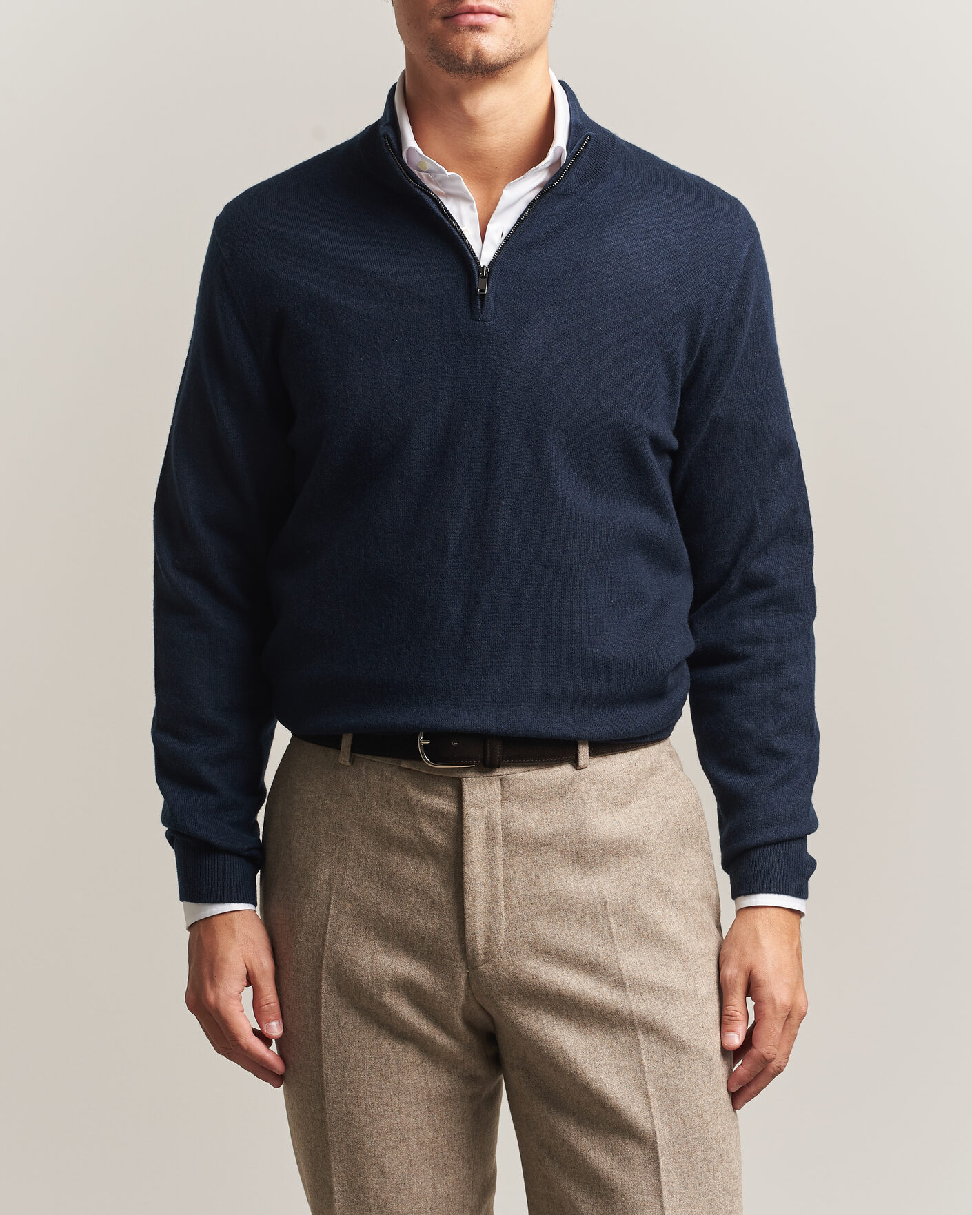 Herre | Gensere | Charles Tyrwhitt | Pure Cashmere Zip Neck Jumper Navy