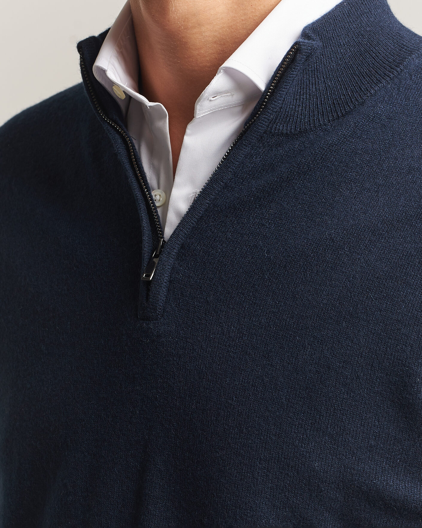 Herre | Gensere | Charles Tyrwhitt | Pure Cashmere Zip Neck Jumper Navy