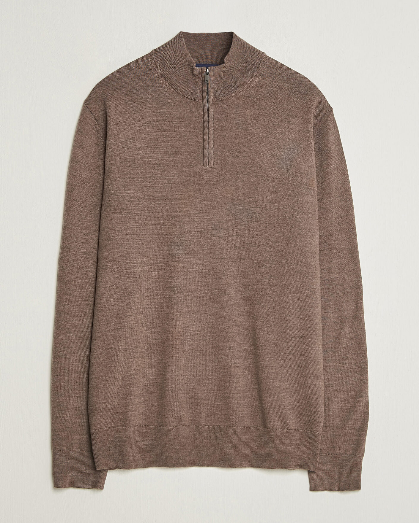 Herre | Gensere | Charles Tyrwhitt | Pure Merino Zip Neck Jumper Mocha