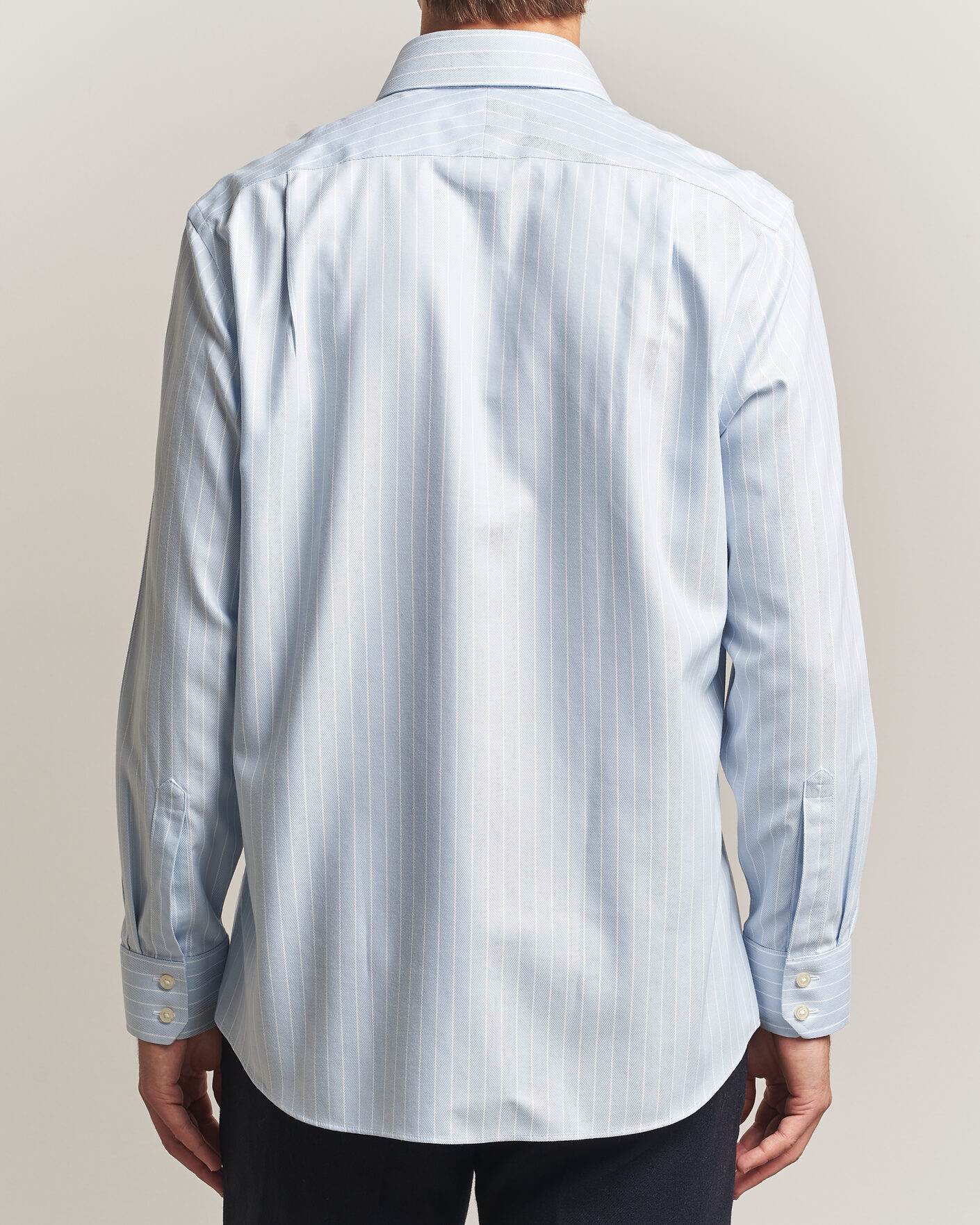 Herre | Skjorter | Charles Tyrwhitt | Slim Fit Non Iron Herringbone Stripe Shirt Light Blue