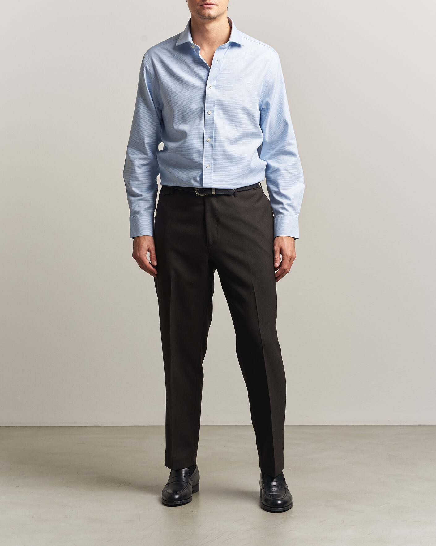 Herre | Skjorter | Charles Tyrwhitt | Slim Fit Non Iron Trafalgar Weave Shirt Sky Blue