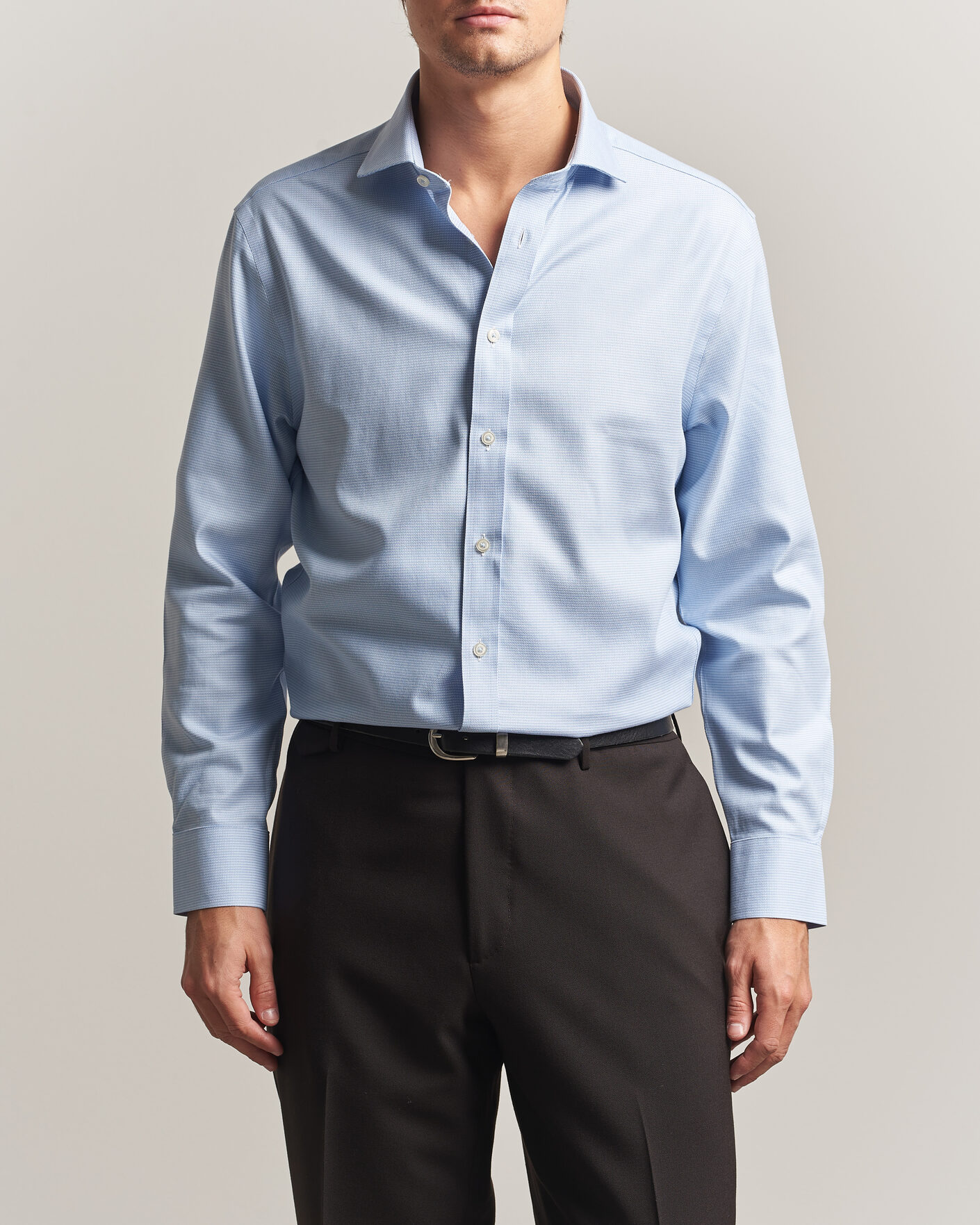 Herre | Skjorter | Charles Tyrwhitt | Slim Fit Non Iron Trafalgar Weave Shirt Sky Blue