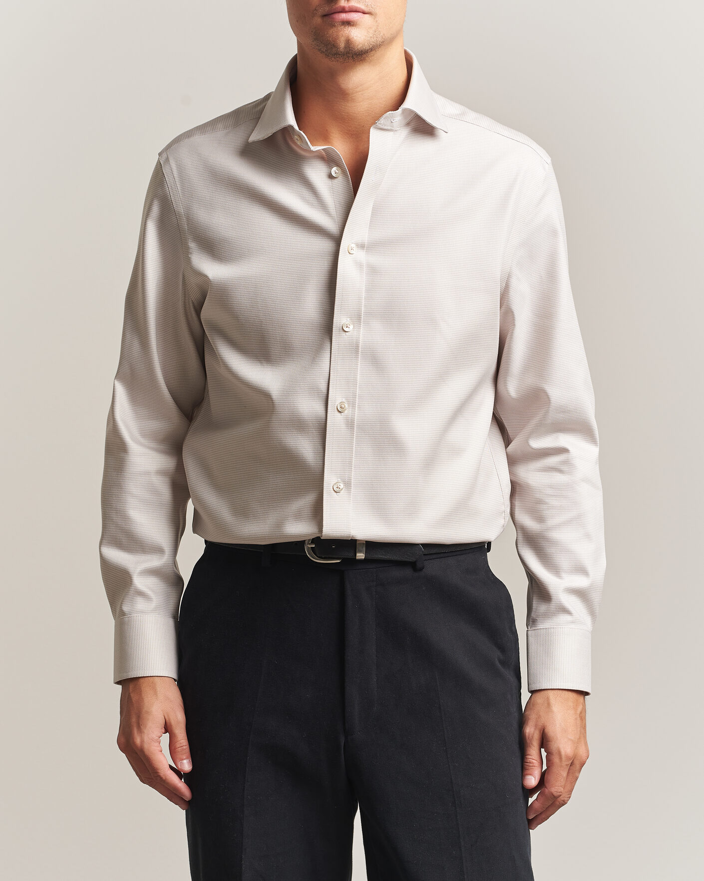 Herre | Skjorter | Charles Tyrwhitt | Slim Fit Non Iron Trafalgar Weave Shirt Stone