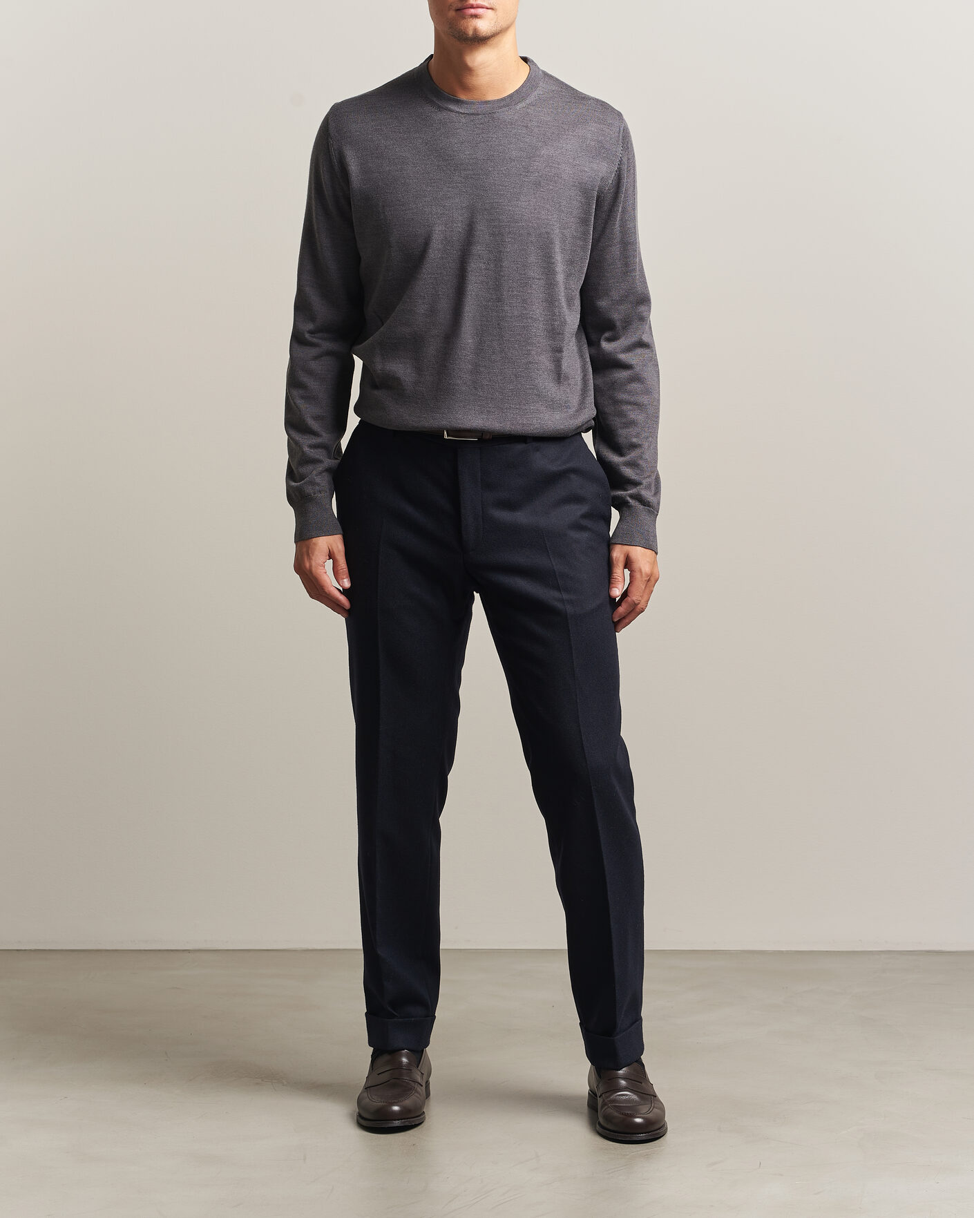 Herre | Gensere | Charles Tyrwhitt | Pure Merino Crew Neck Jumper Grey