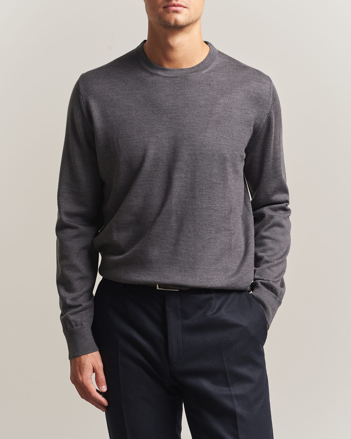 Herre | Gensere | Charles Tyrwhitt | Pure Merino Crew Neck Jumper Grey