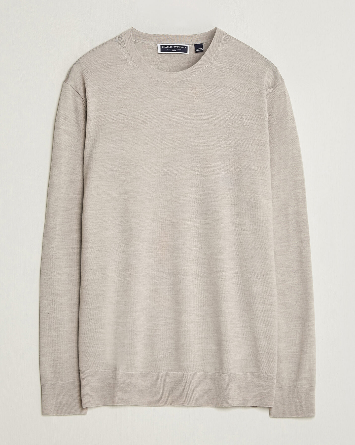 Herre | Gensere | Charles Tyrwhitt | Pure Merino Crew Neck Jumper Limestone