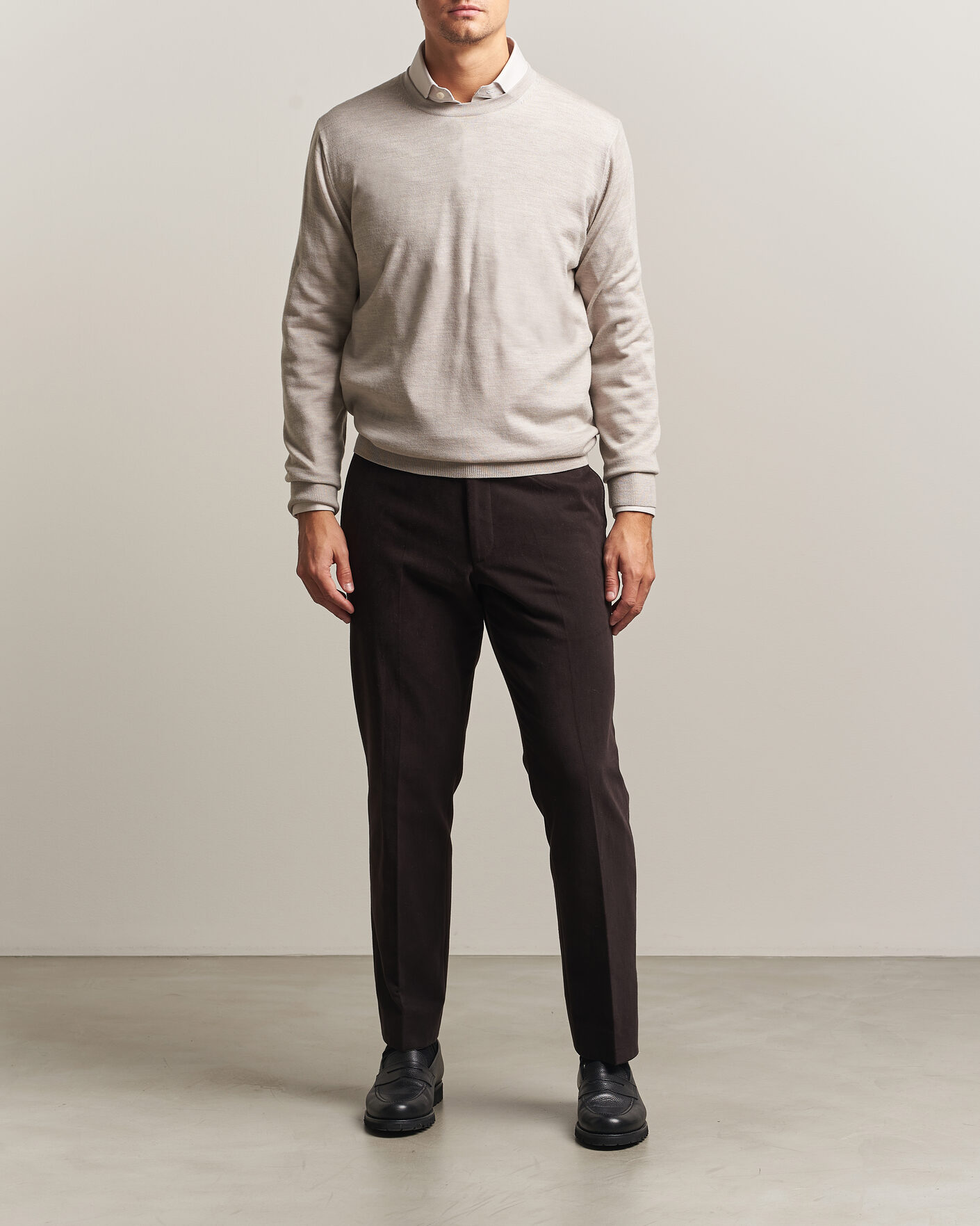 Herre | Gensere | Charles Tyrwhitt | Pure Merino Crew Neck Jumper Limestone