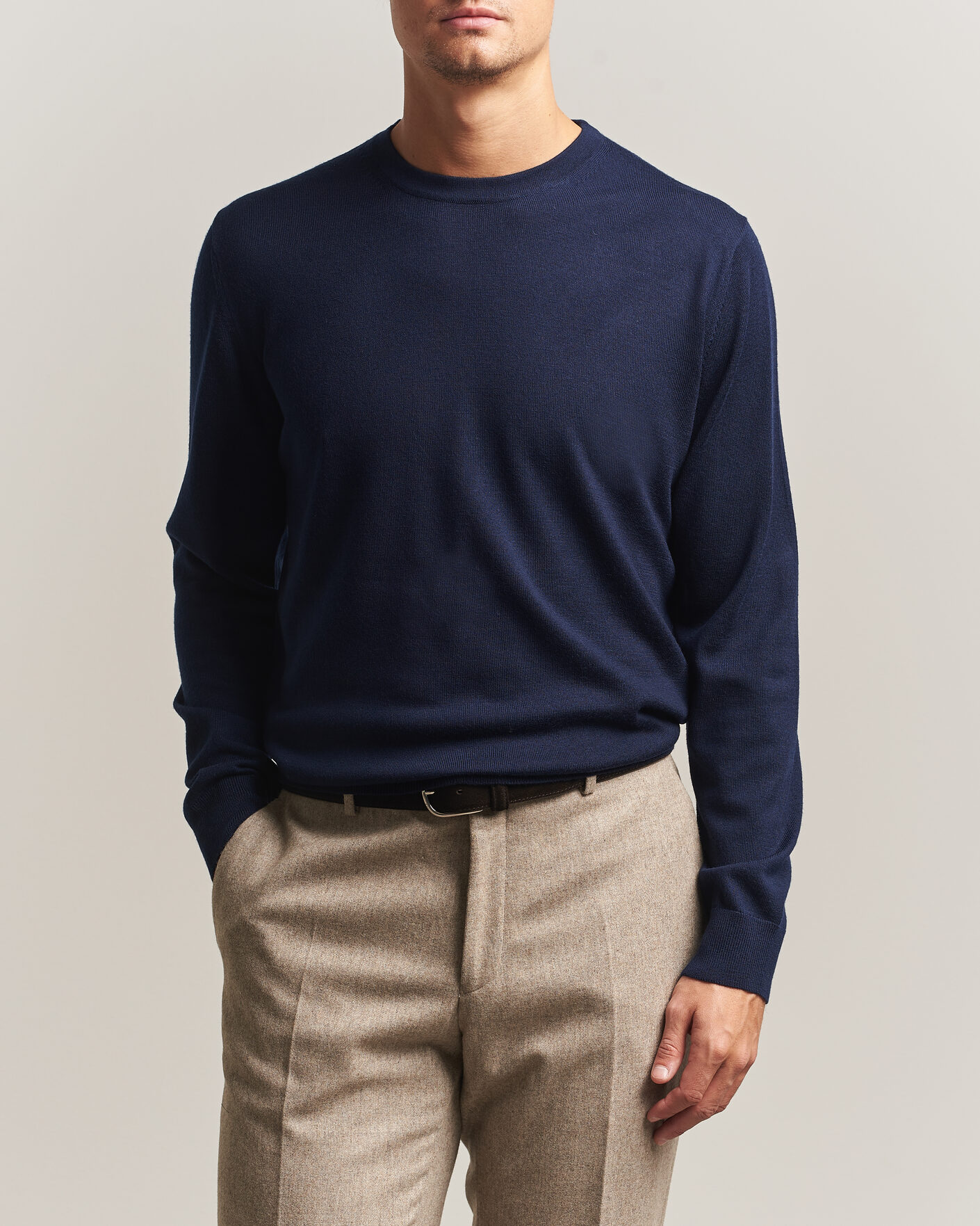 Herre | Gensere | Charles Tyrwhitt | Pure Merino Crew Neck Jumper Navy