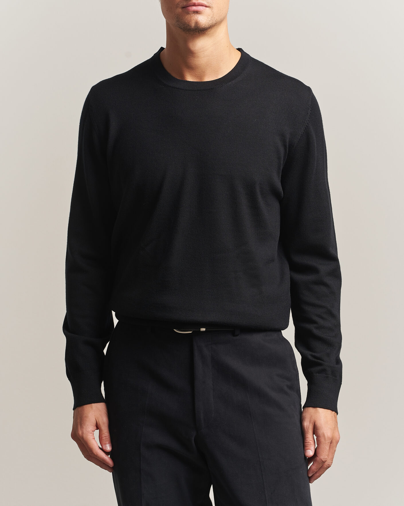 Herre | Gensere | Charles Tyrwhitt | Pure Merino Crew Neck Jumper Black