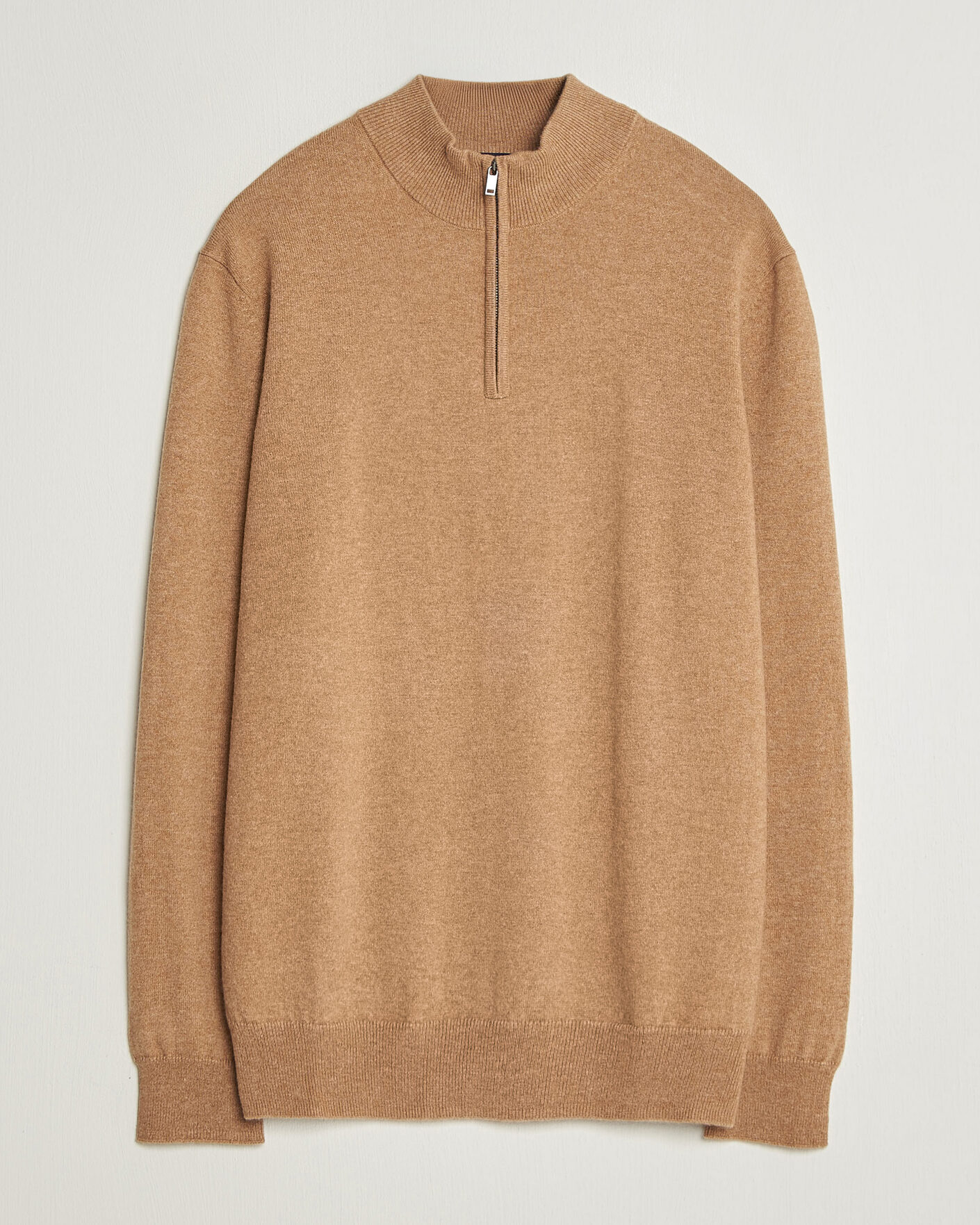 Herre | Gensere | Charles Tyrwhitt | Pure Cashmere Zip Neck Jumper Tan