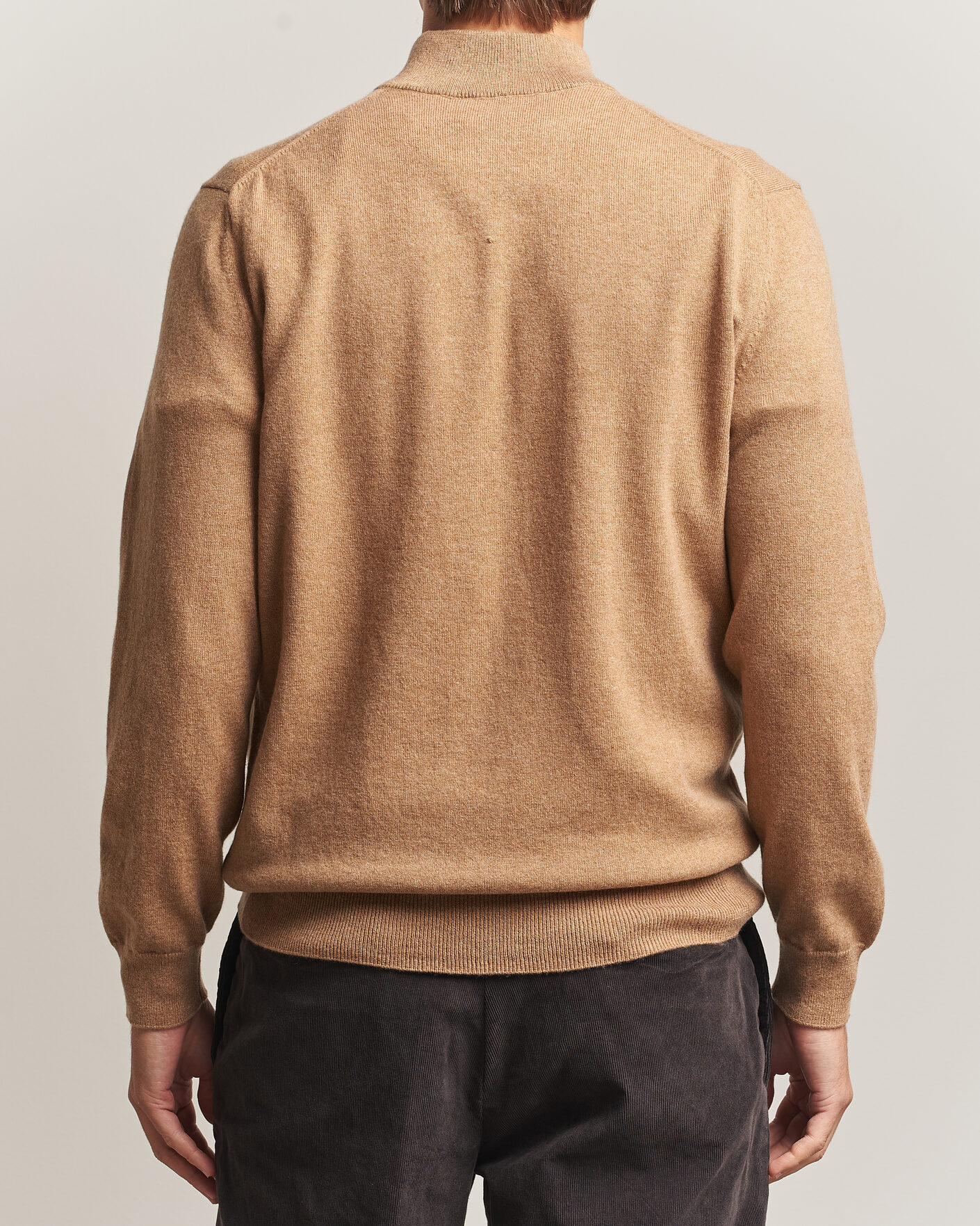 Herre | Gensere | Charles Tyrwhitt | Pure Cashmere Zip Neck Jumper Tan
