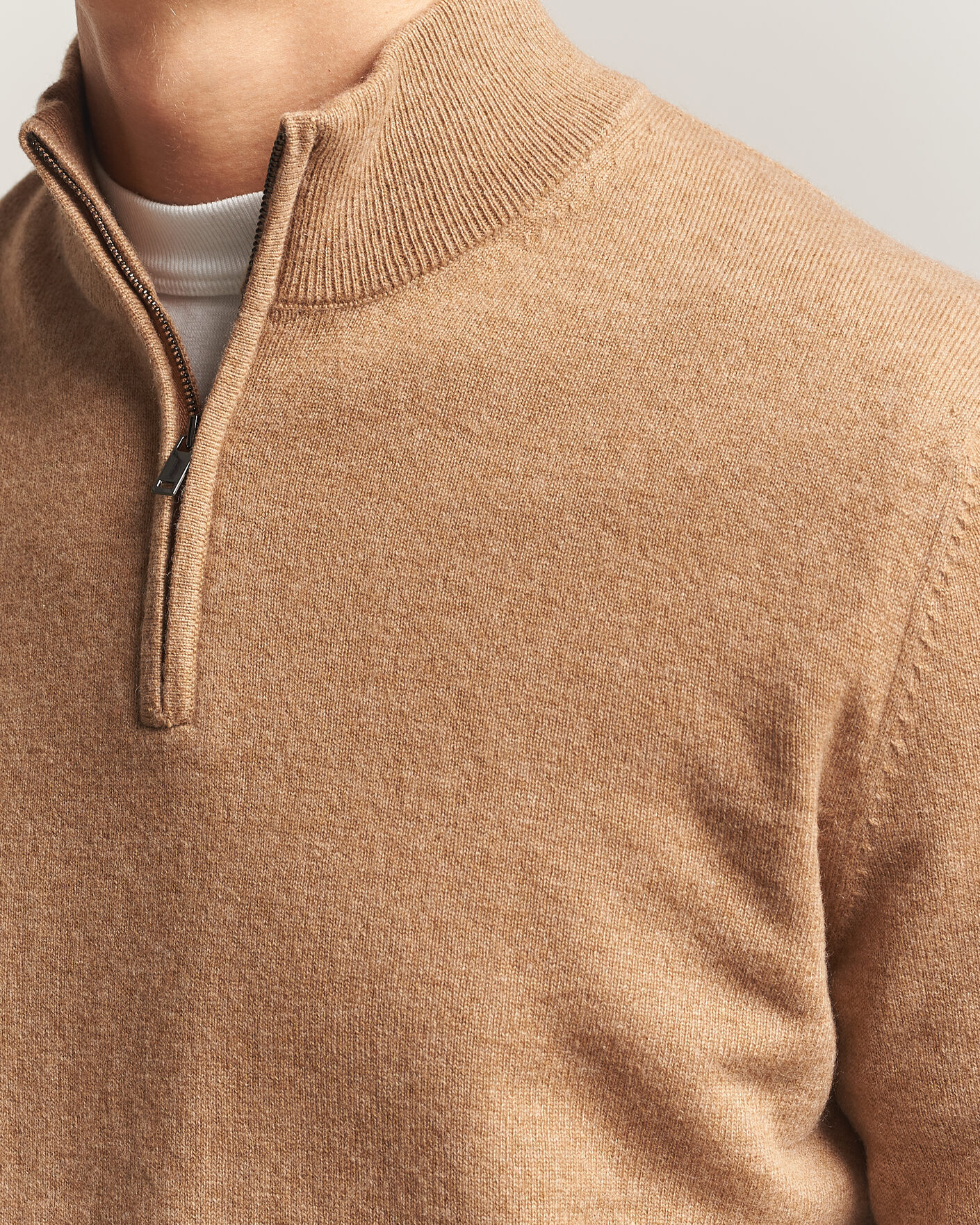 Herre | Gensere | Charles Tyrwhitt | Pure Cashmere Zip Neck Jumper Tan