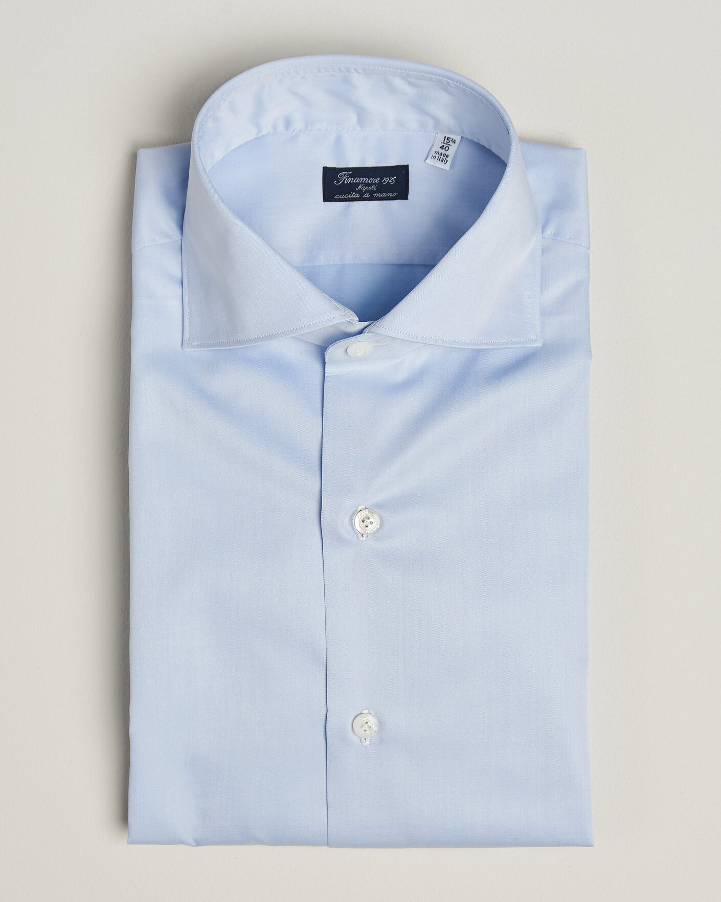 Herre | Skjorter | Finamore Napoli | Milano Slim Traveller Cotton Shirt Light Blue