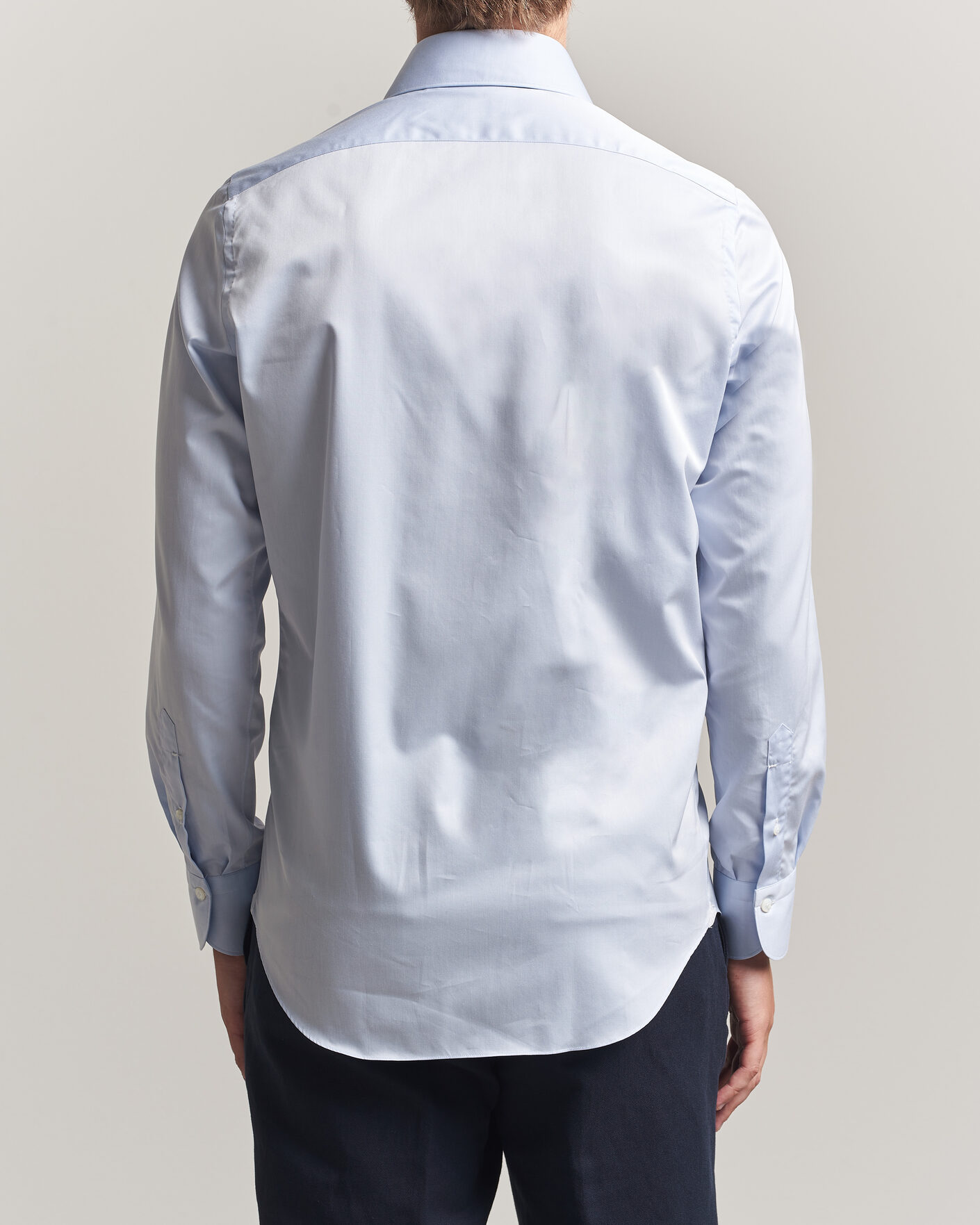 Herre | Skjorter | Finamore Napoli | Milano Slim Traveller Cotton Shirt Light Blue