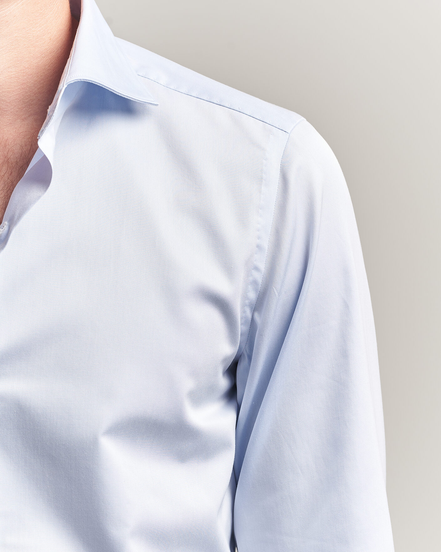 Herre | Skjorter | Finamore Napoli | Milano Slim Traveller Cotton Shirt Light Blue