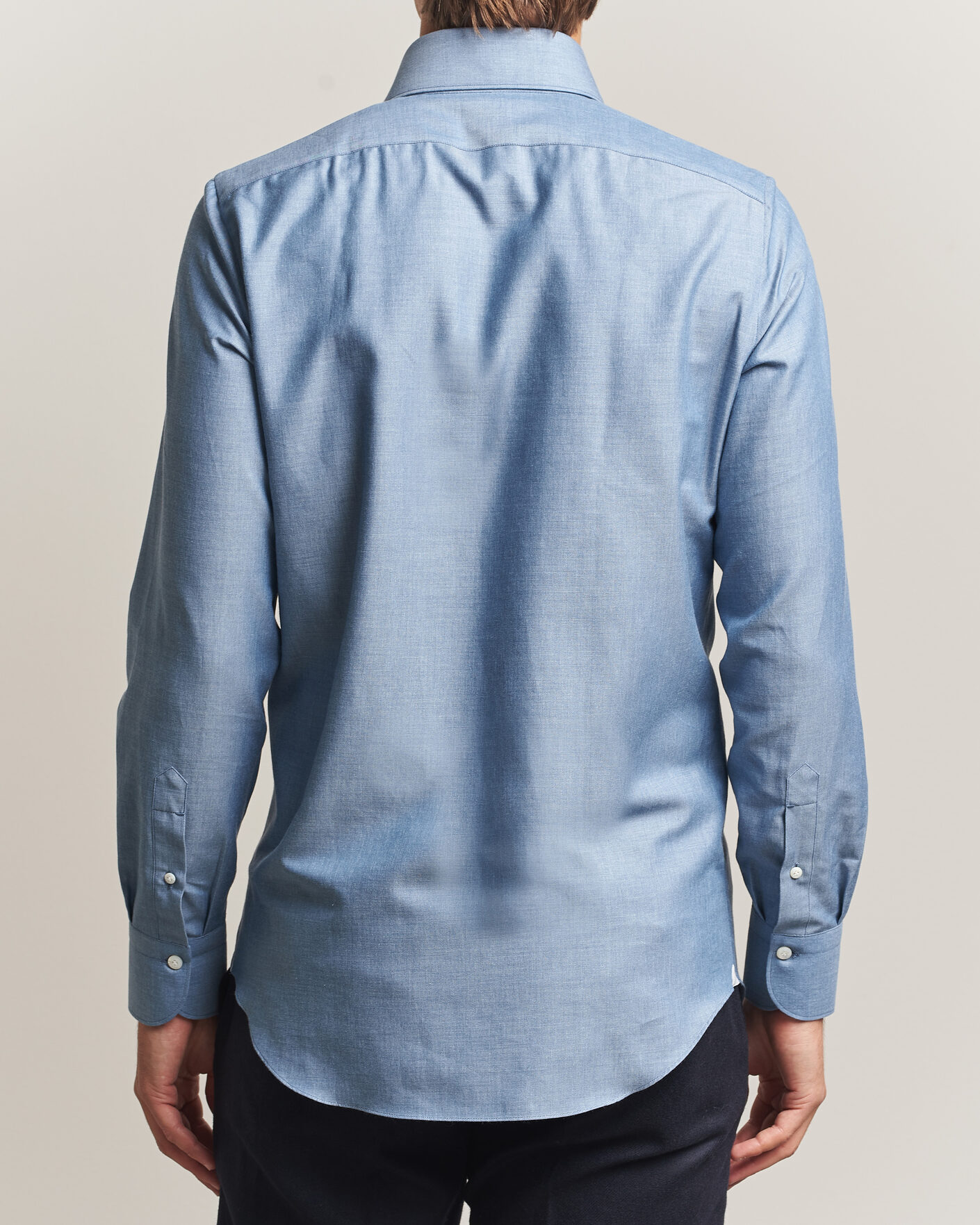 Herre | Skjorter | Finamore Napoli | Milano Slim Cashmere BD Shirt Light Blue