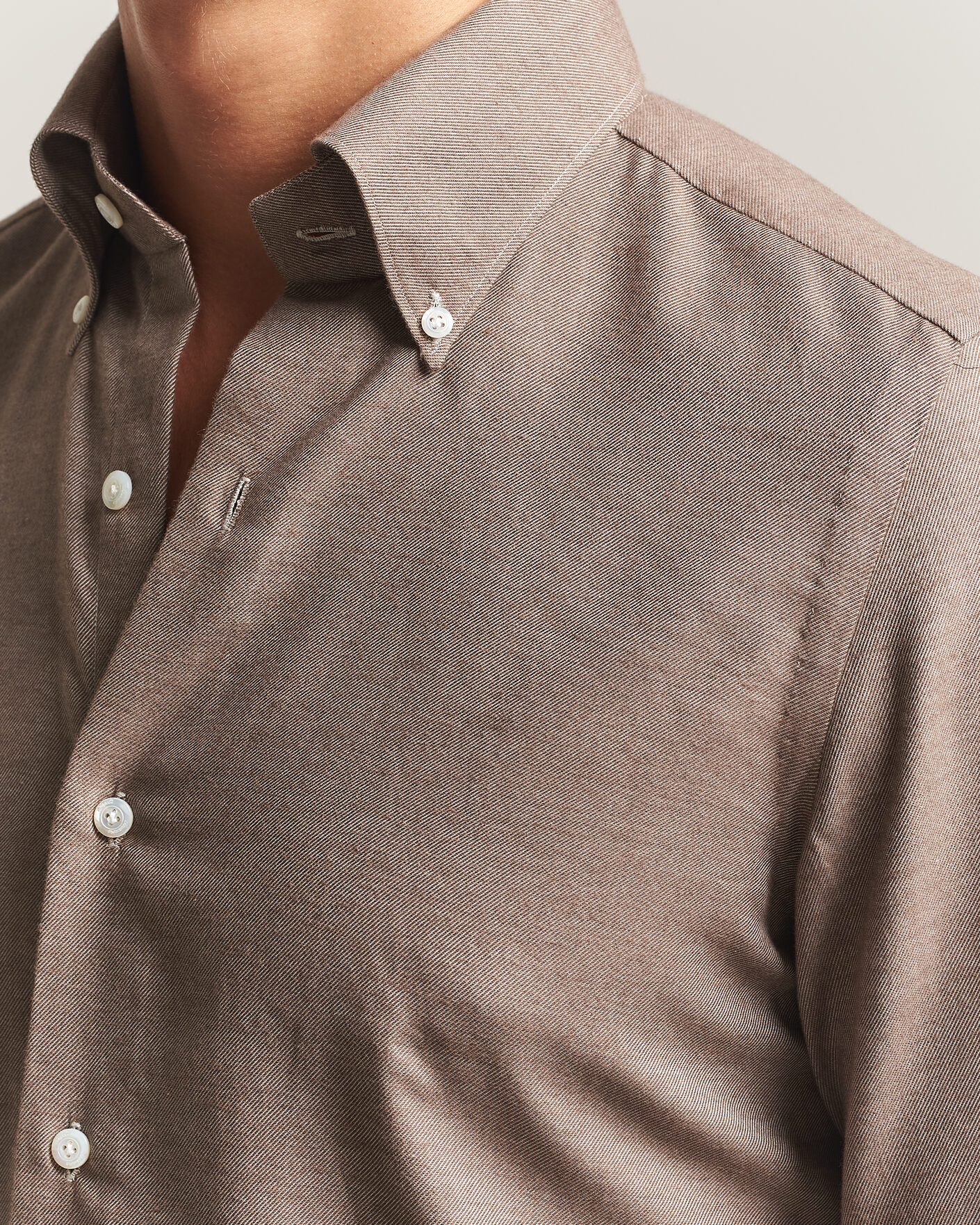 Herre | Skjorter | Finamore Napoli | Milano Slim Cashmere BD Shirt Brown