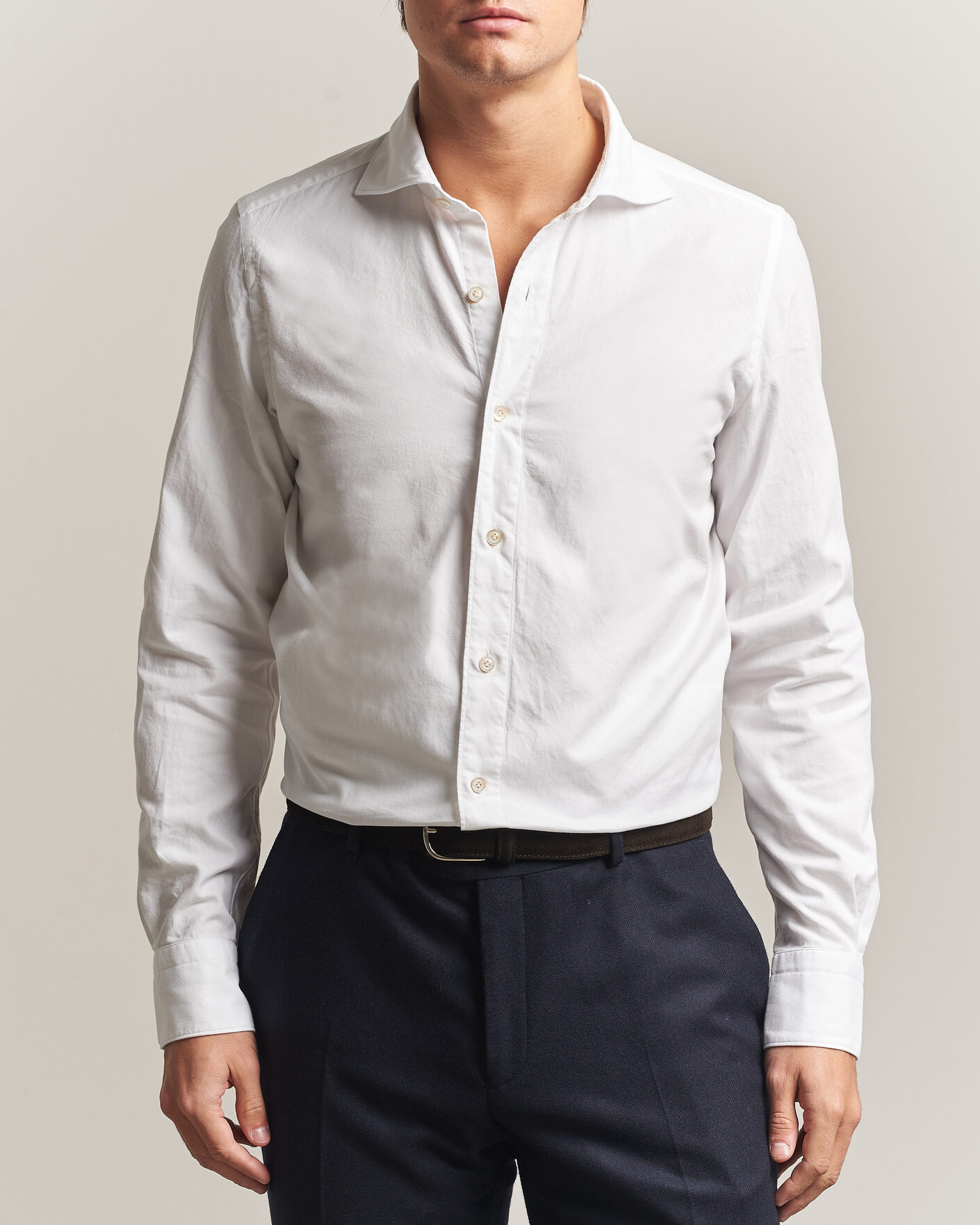 Herre | Skjorter | Finamore Napoli | Gaeta Flannel Sport Shirt White