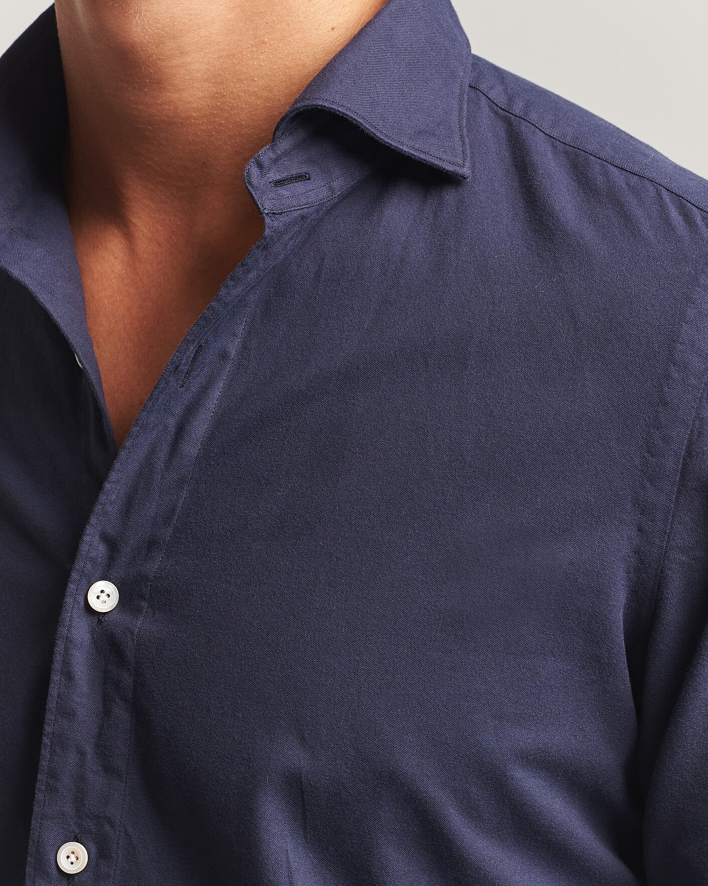Herre | Skjorter | Finamore Napoli | Gaeta Flannel Sport Shirt Navy