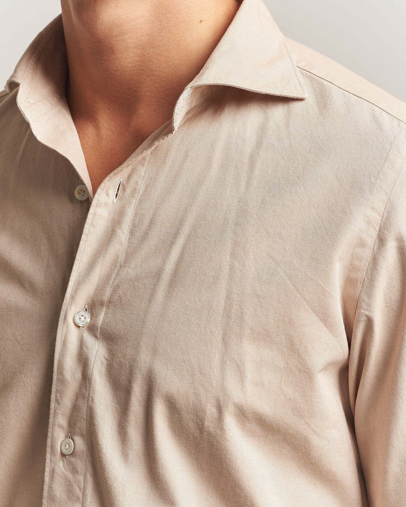 Herre | Skjorter | Finamore Napoli | Gaeta Flannel Sport Shirt Beige