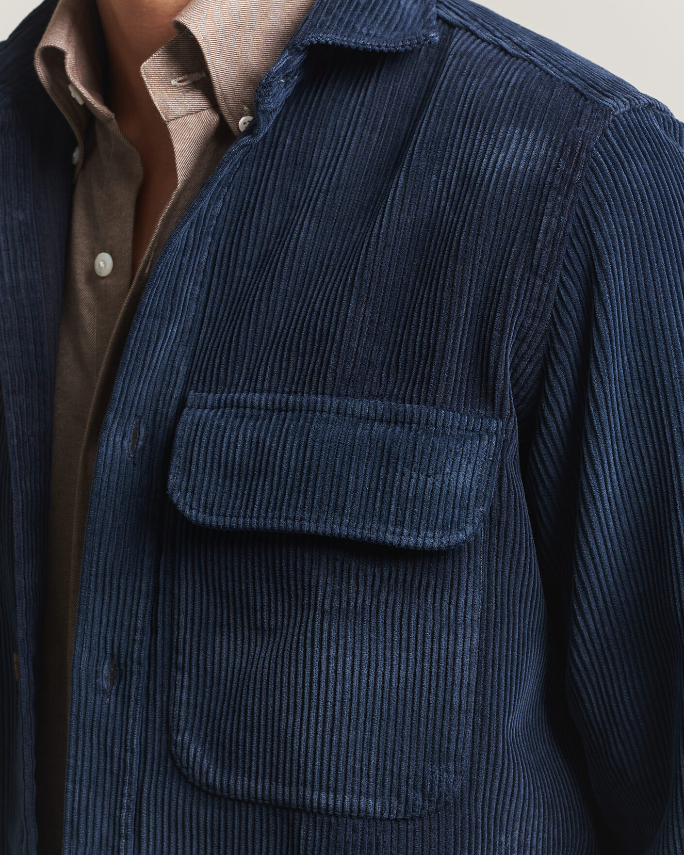Herre | Skjorter | Finamore Napoli | Garment Dyed Corduroy Overshirt Navy