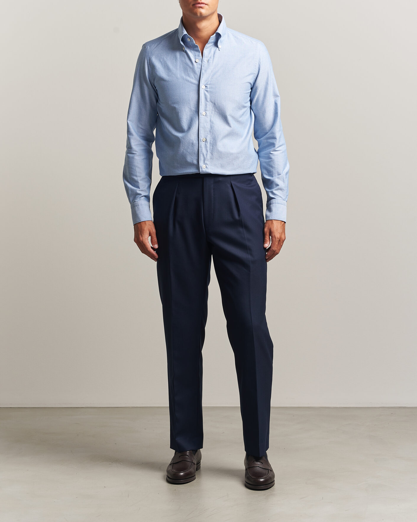 Herre | Skjorter | Finamore Napoli | Gaeta Oxford Button Down Shirt Light Blue