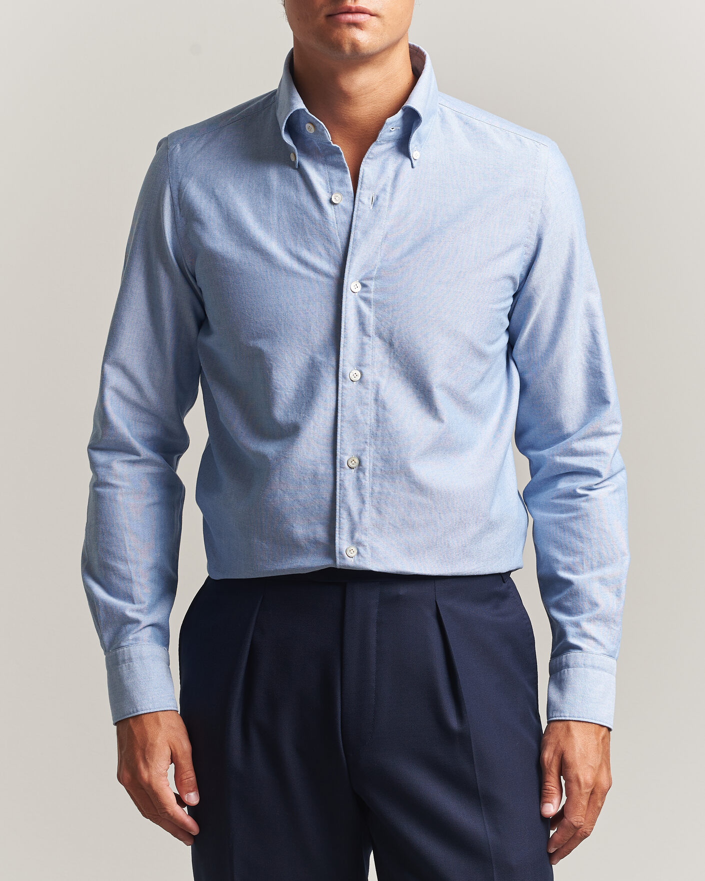 Herre | Skjorter | Finamore Napoli | Gaeta Oxford Button Down Shirt Light Blue