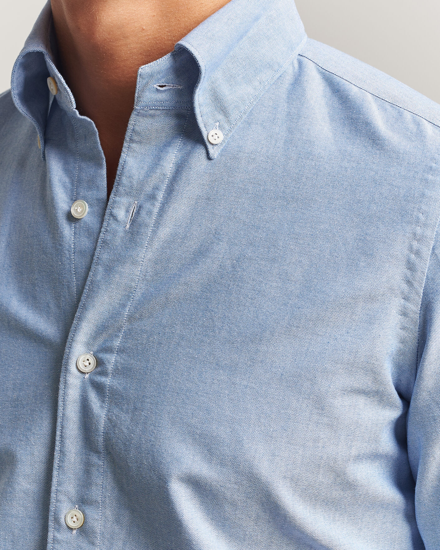 Herre | Skjorter | Finamore Napoli | Gaeta Oxford Button Down Shirt Light Blue