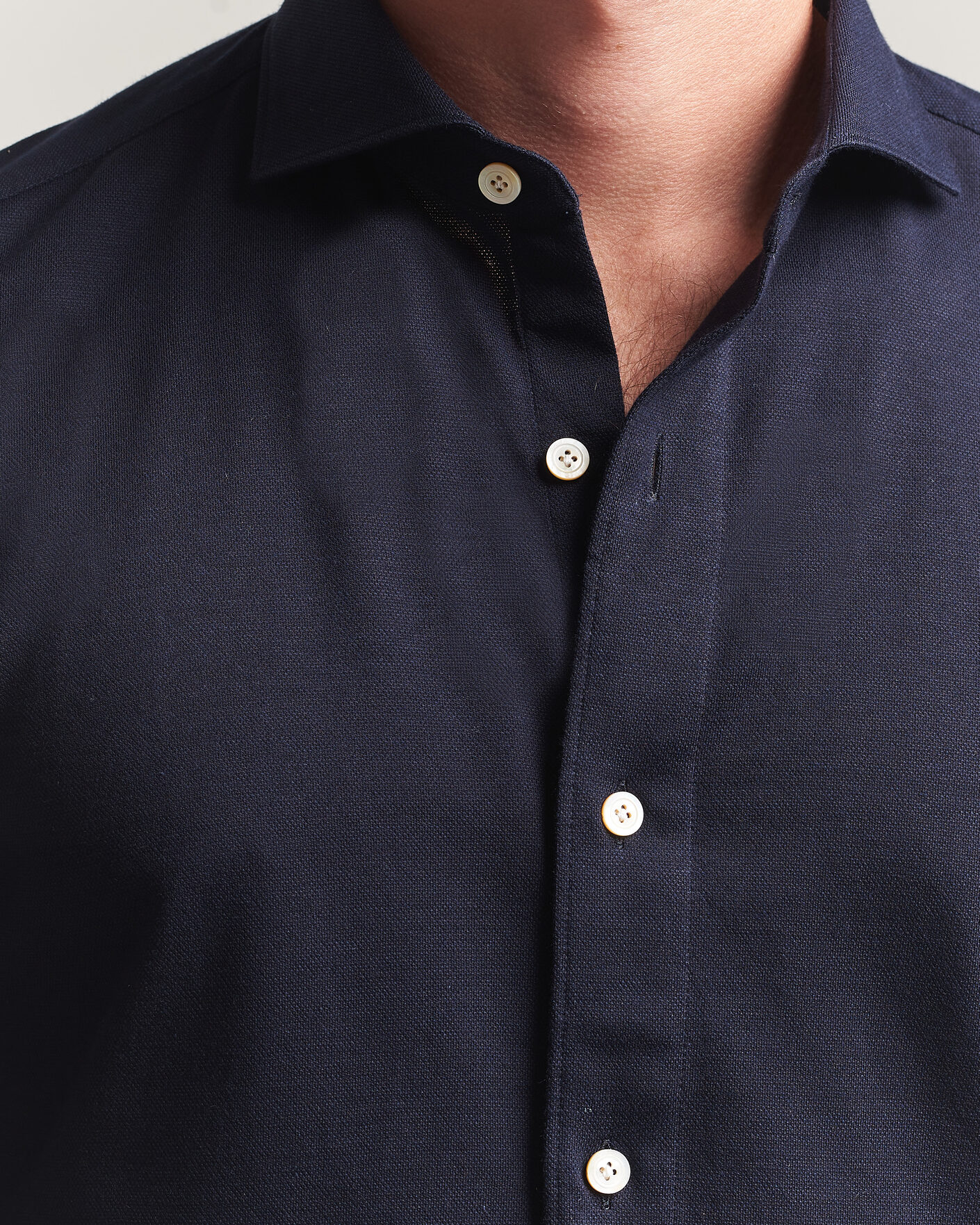 Herre | Skjorter | Finamore Napoli | Cotton/Cashmere Jersey Shirt Navy