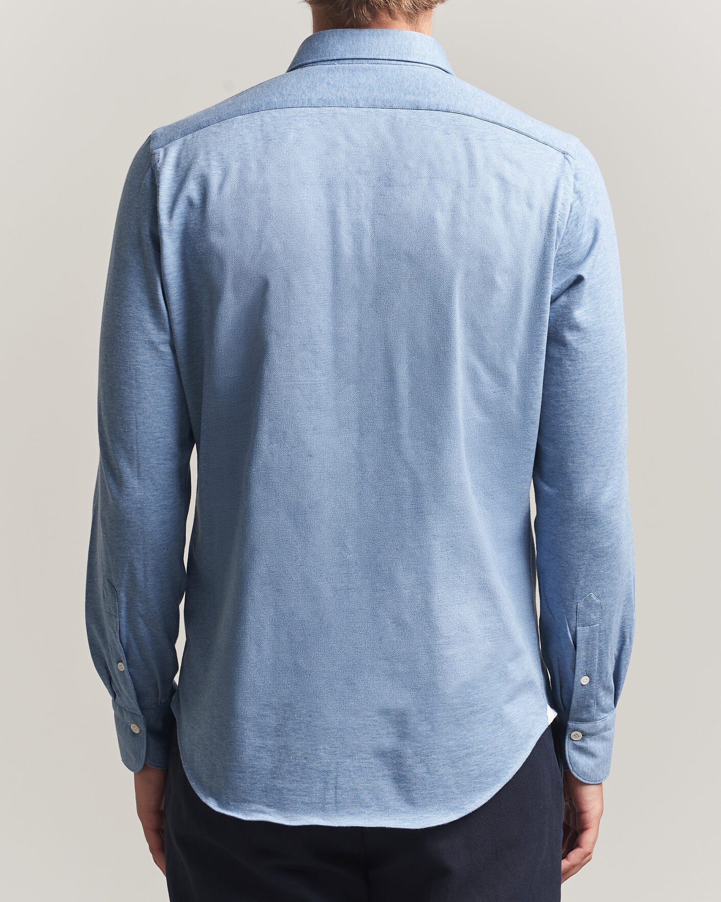 Herre | Skjorter | Finamore Napoli | Cotton/Cashmere Jersey Shirt Light Blue