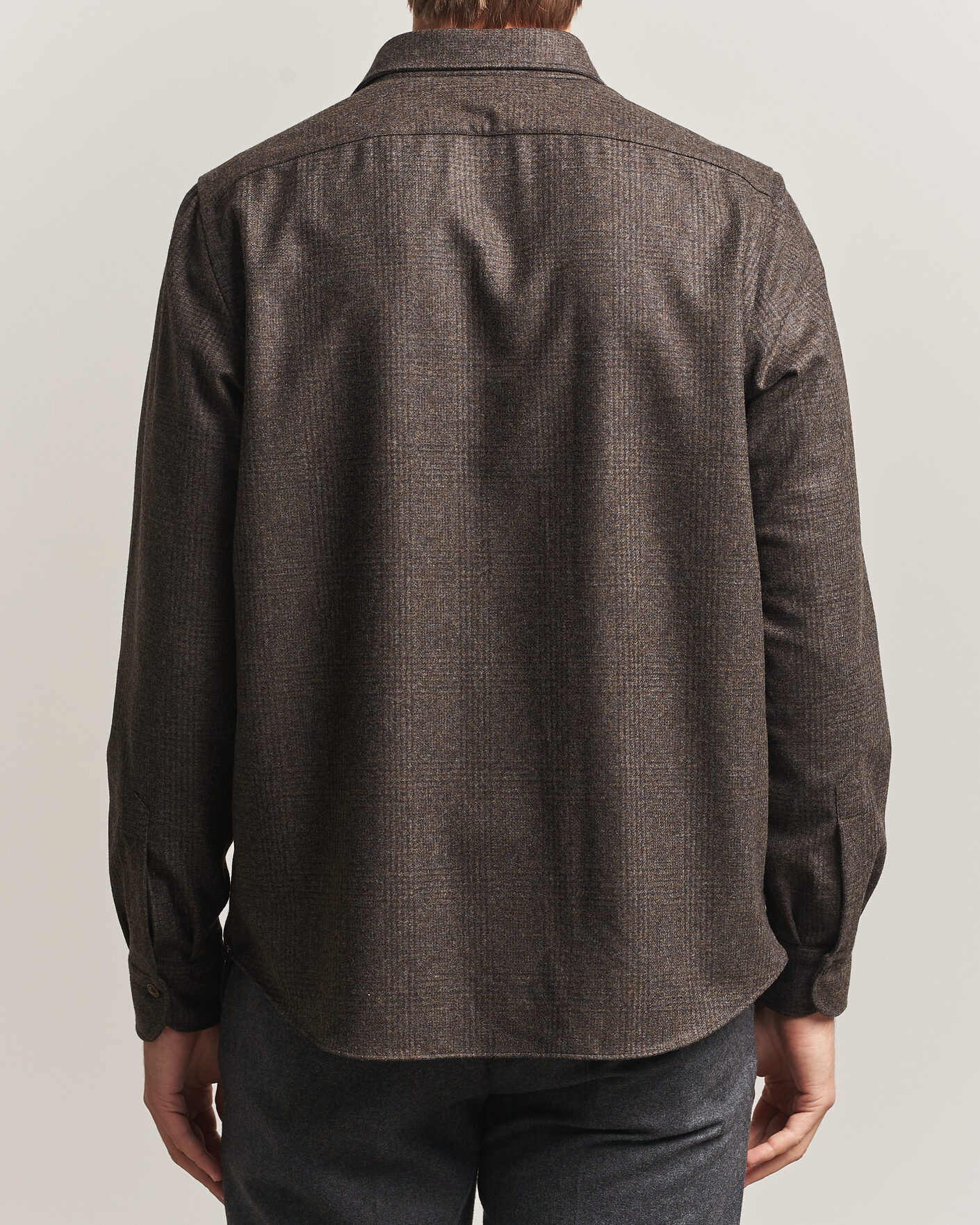 Herre | Skjorter | Finamore Napoli | Wool Houndstooth Overshirt Dark Brown