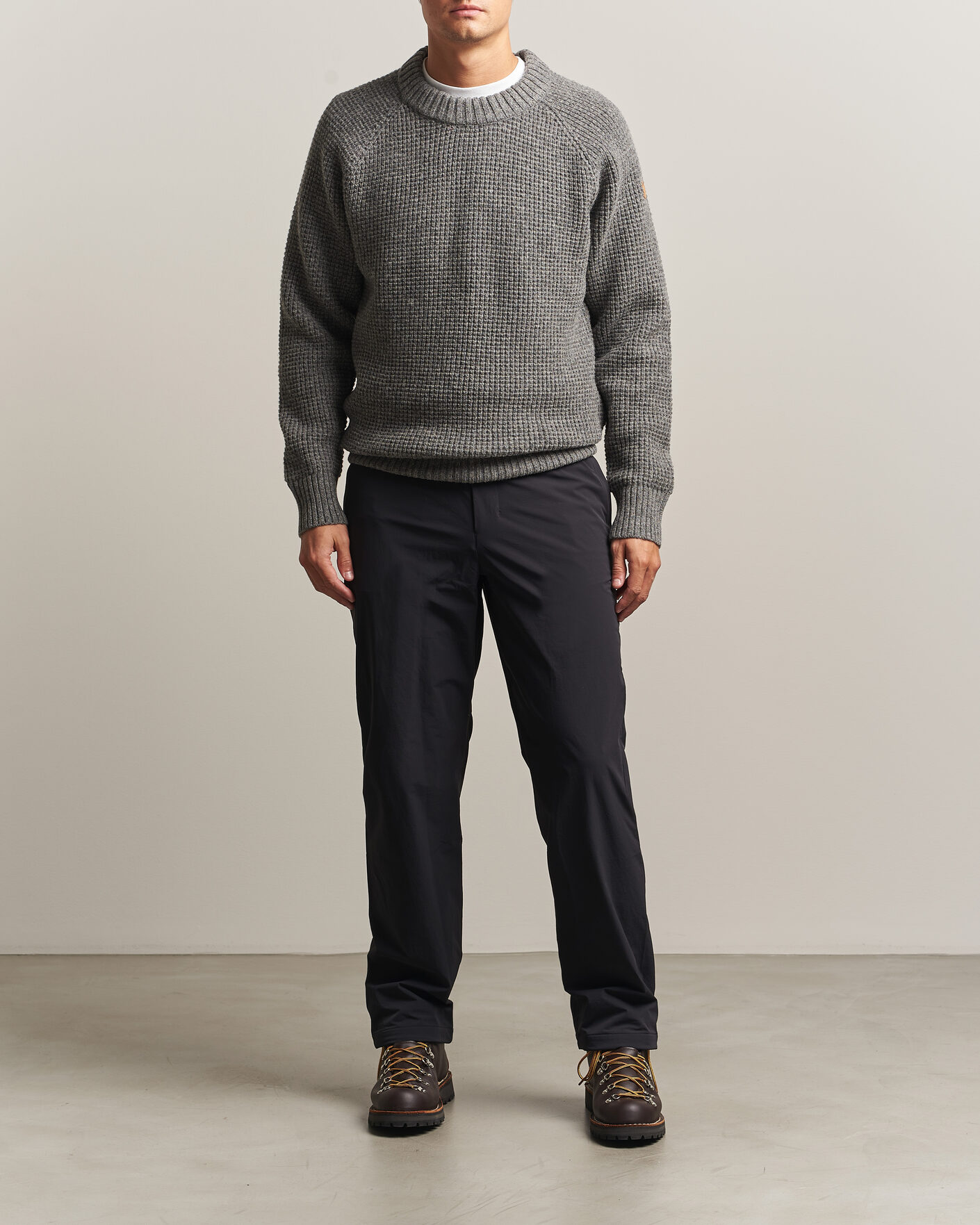 Herre | Gensere | Fjällräven | Övik Wool Waffle Knit Grey Melange