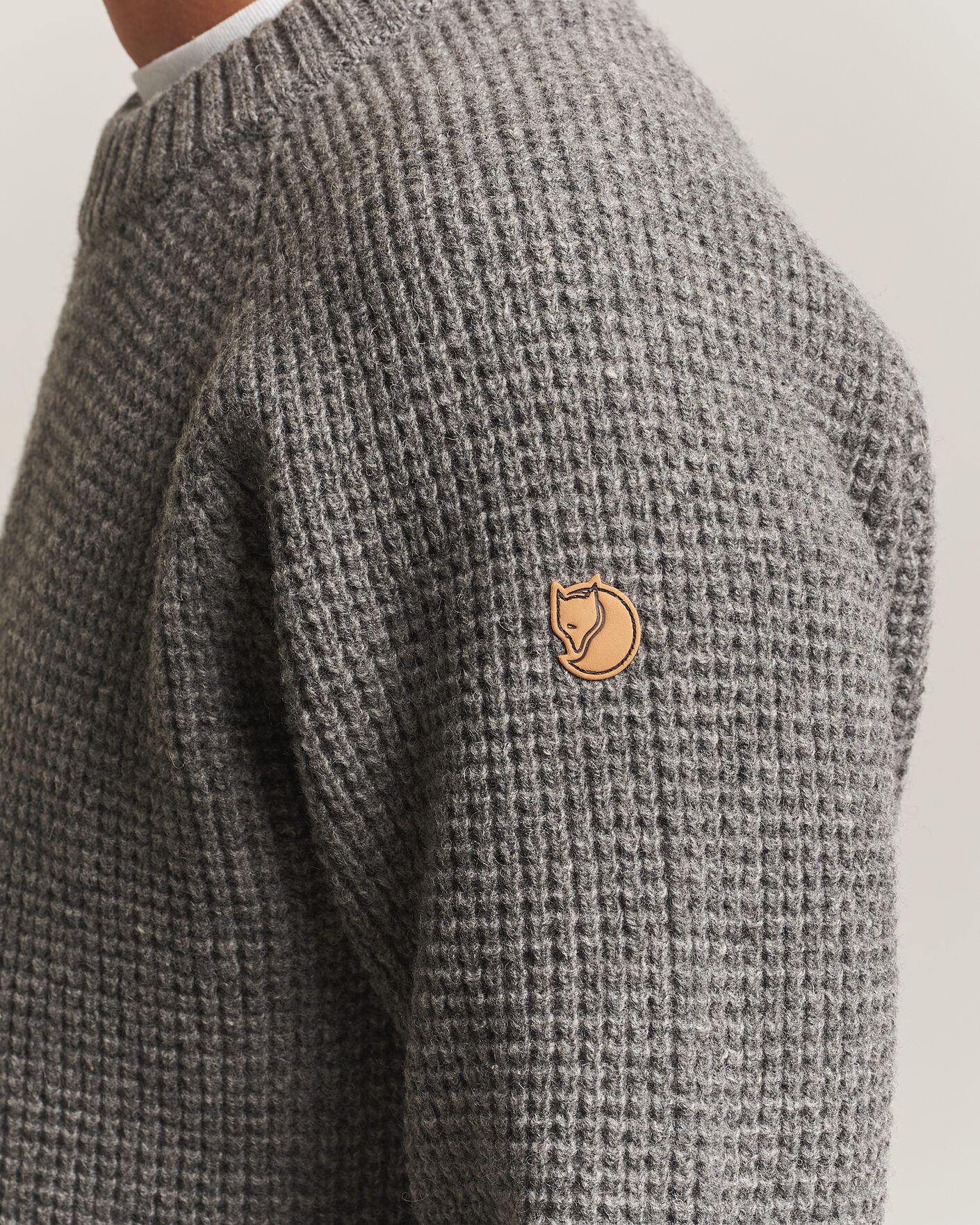 Herre | Gensere | Fjällräven | Övik Wool Waffle Knit Grey Melange