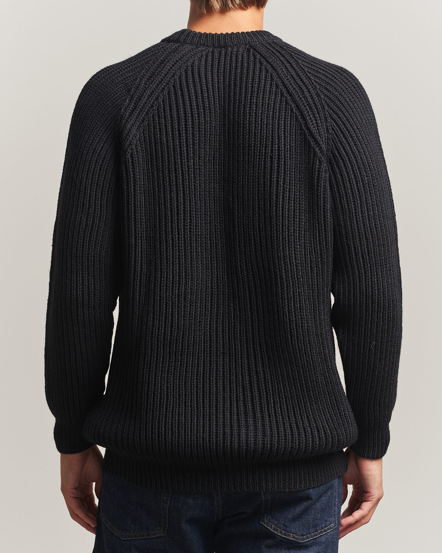 Herre | Gensere | Gloverall | Fisherman Rib Chunky Wool Crew Neck Black