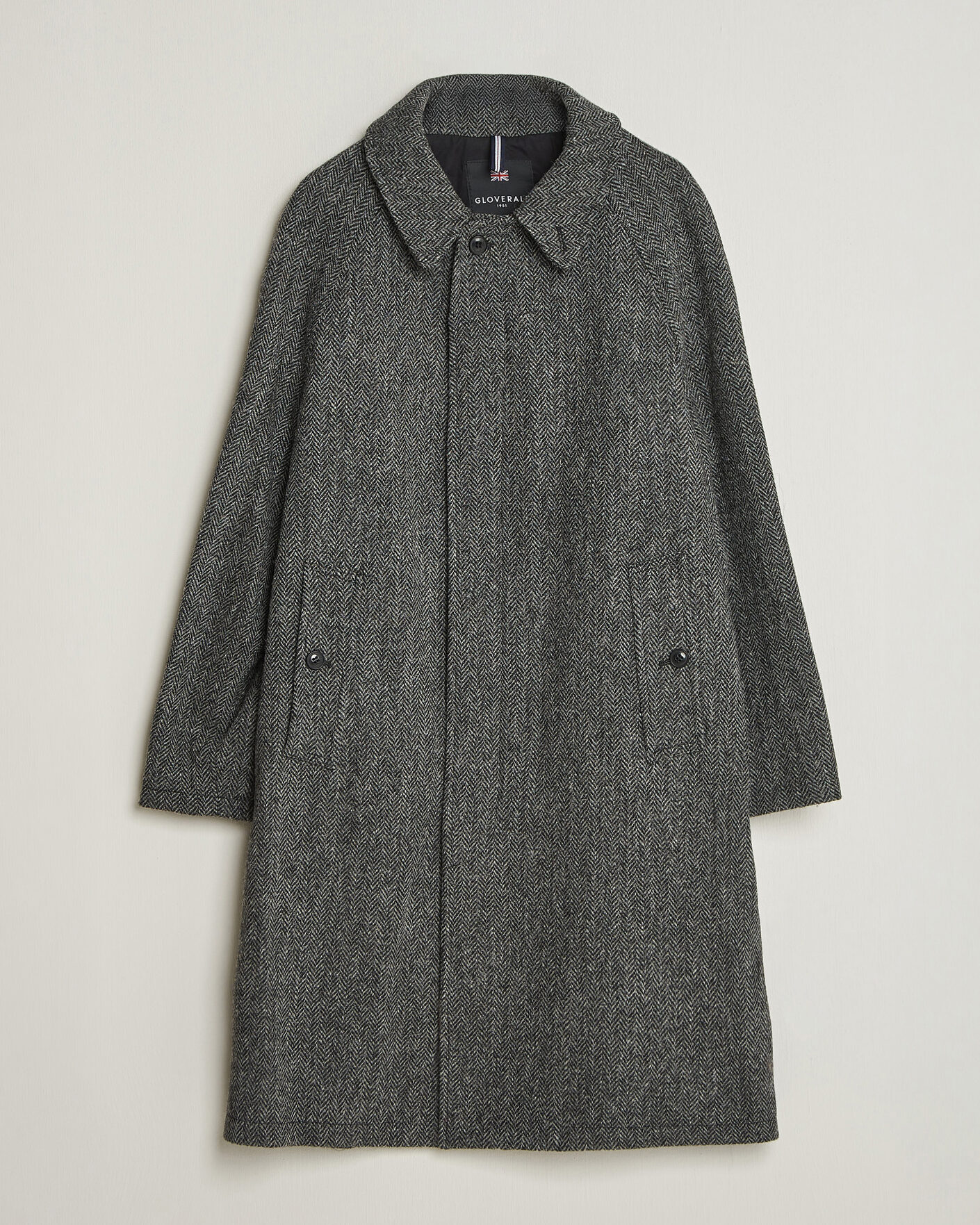 Herre | Jakker | Gloverall | Hynes Harris Tweed Coat Charcoal Herringbone