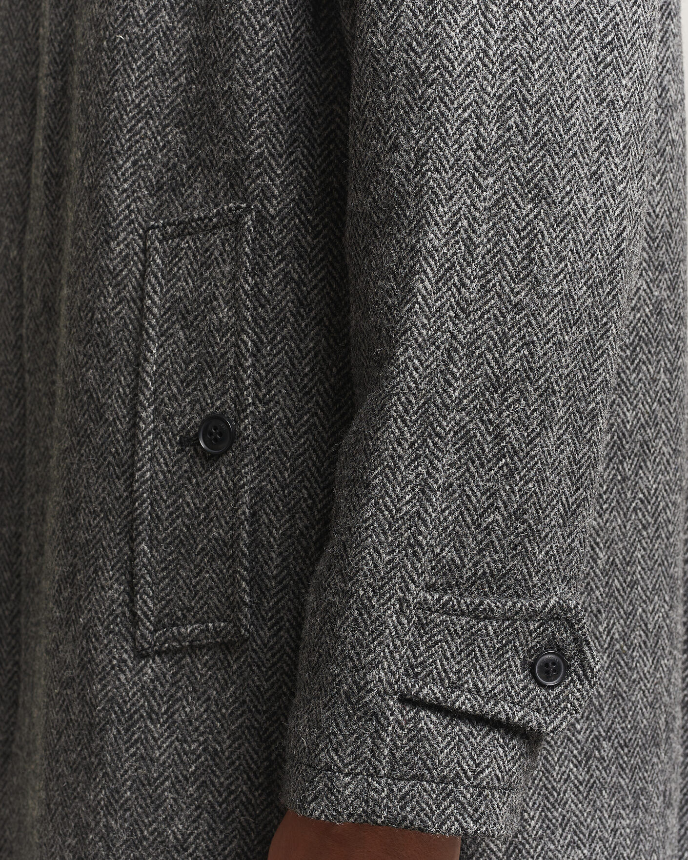 Herre | Jakker | Gloverall | Hynes Harris Tweed Coat Charcoal Herringbone
