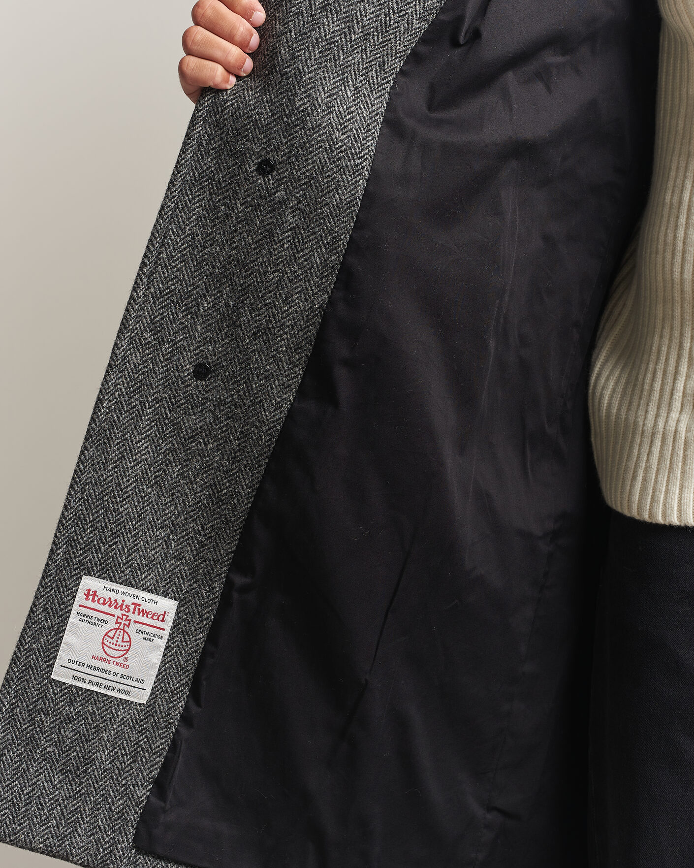 Herre | Jakker | Gloverall | Hynes Harris Tweed Coat Charcoal Herringbone